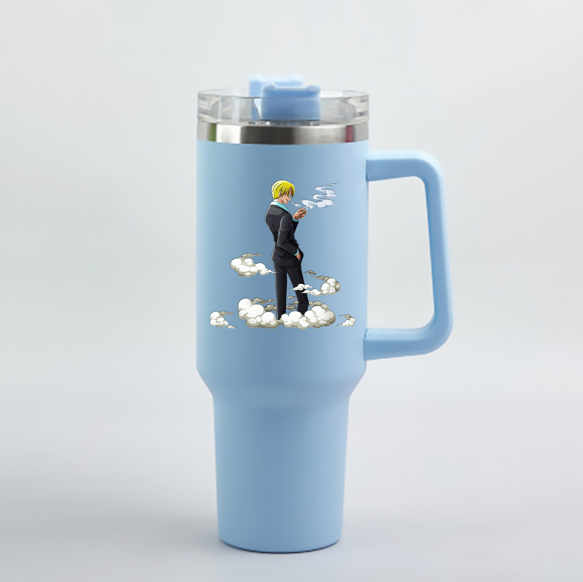 ワンピース サンジ ONE PIECE Sanji 1200mL車用タンブラー - クリスタルステッカー（プラスチックストロー付き）