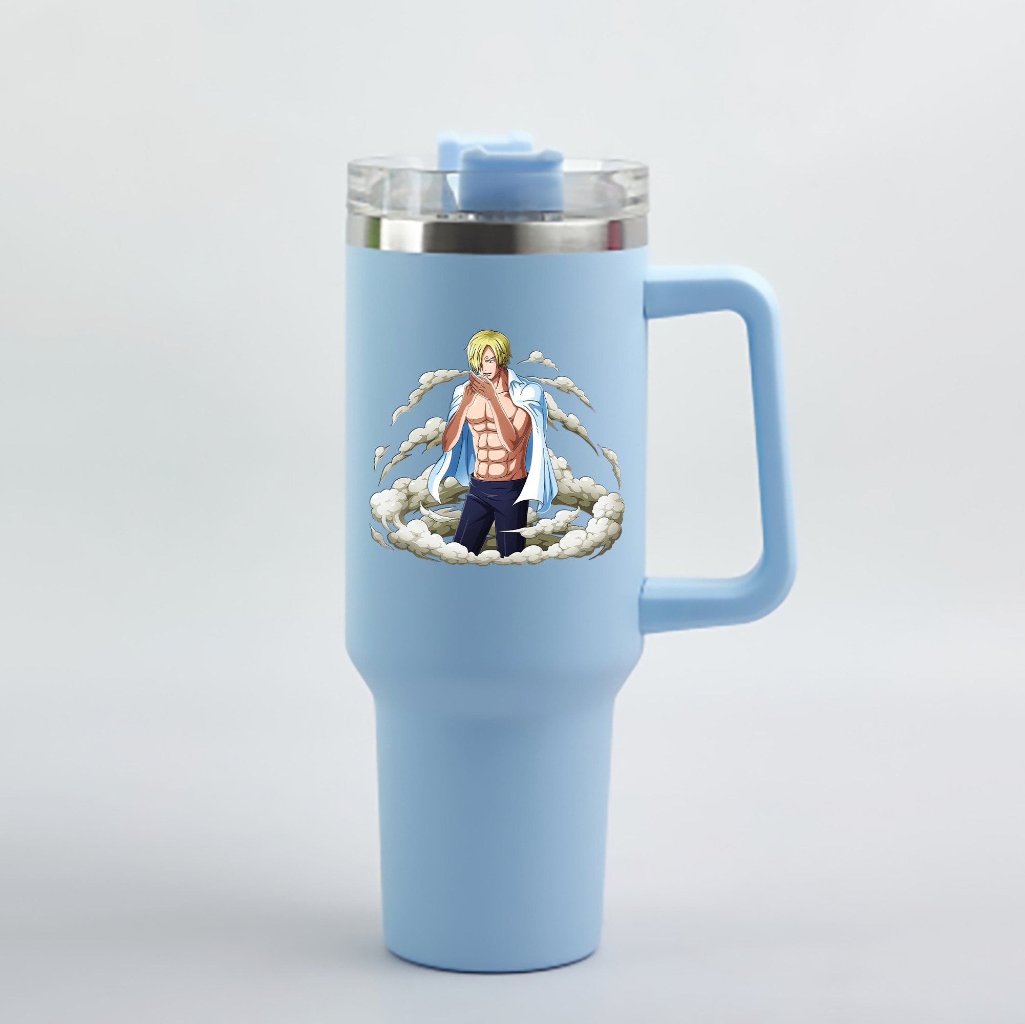 ワンピース サンジ ONE PIECE Sanji 1200mL車用タンブラー - クリスタルステッカー（プラスチックストロー付き）