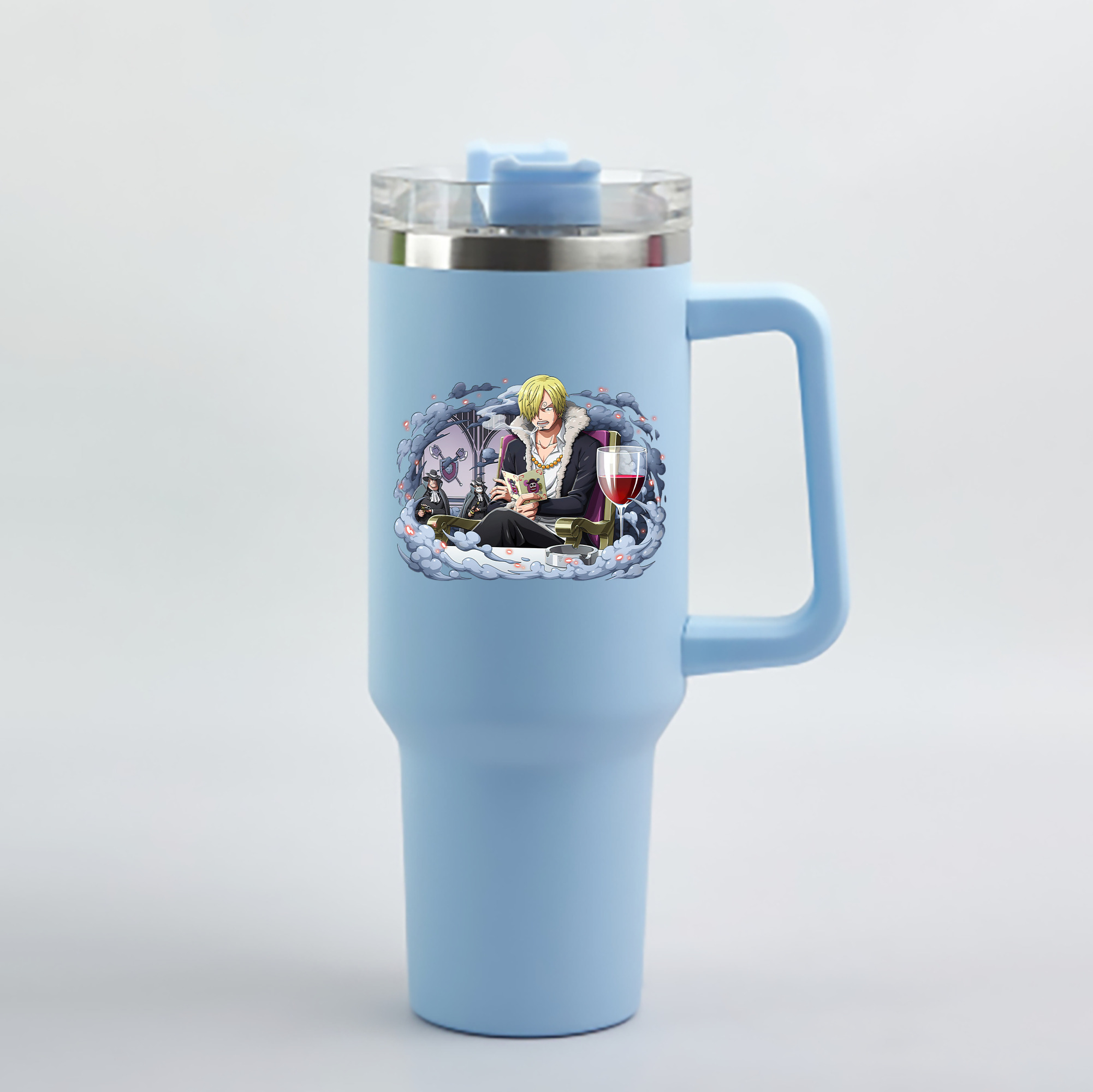 ワンピース サンジ ONE PIECE Sanji 1200mL車用タンブラー - クリスタルステッカー（プラスチックストロー付き）