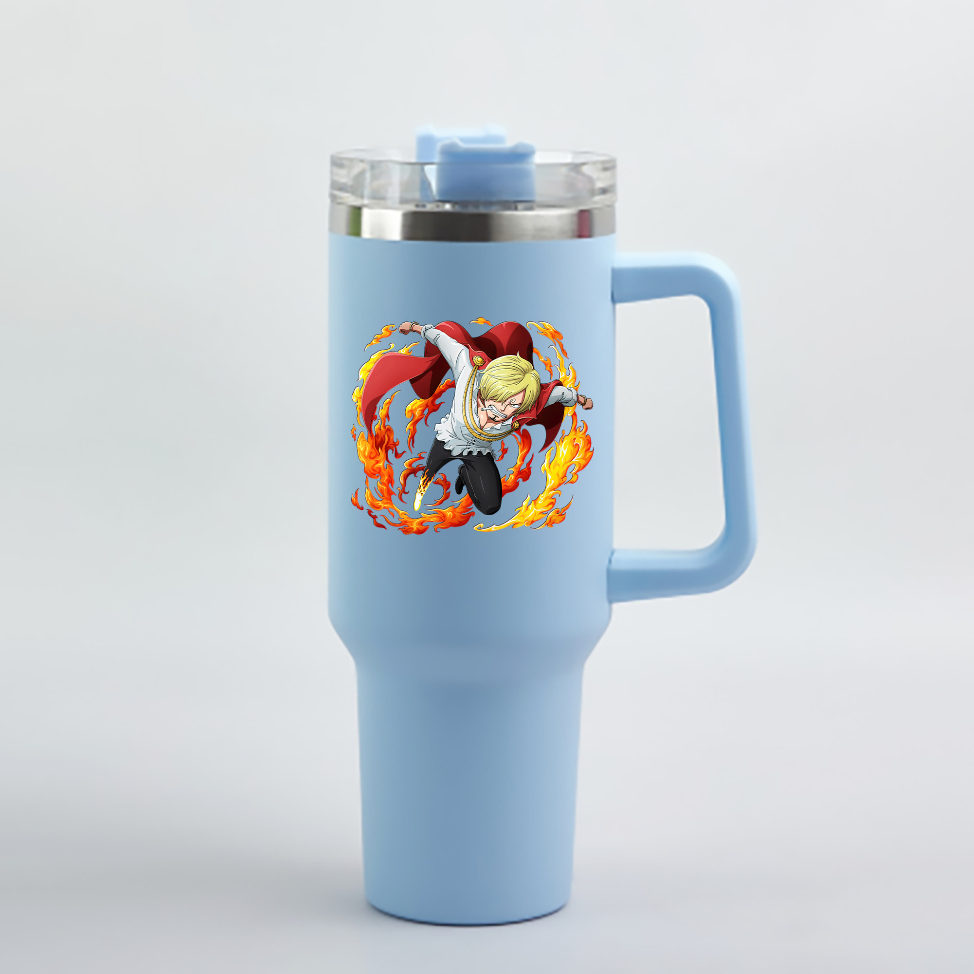 ワンピース サンジ ONE PIECE Sanji 1200mL車用タンブラー - クリスタルステッカー（プラスチックストロー付き）