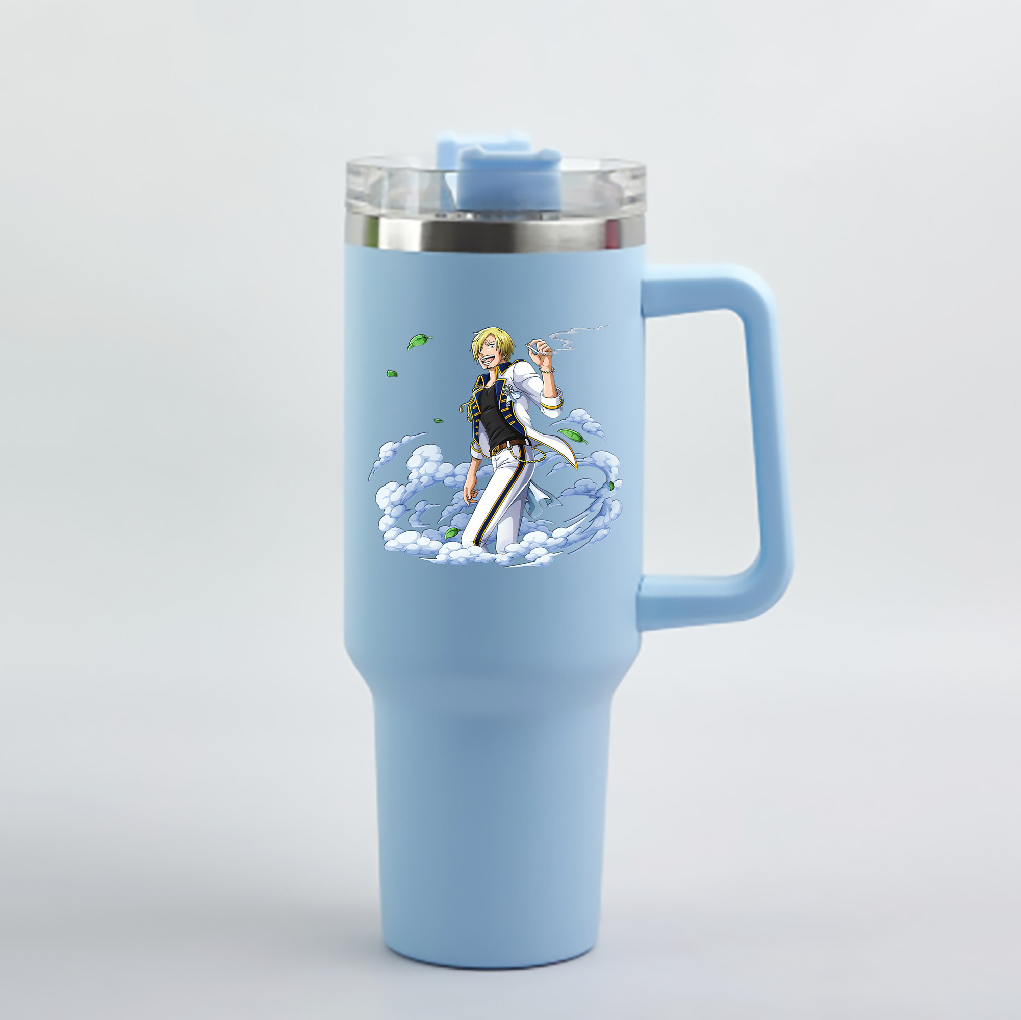 ワンピース サンジ ONE PIECE Sanji 1200mL車用タンブラー - クリスタルステッカー（プラスチックストロー付き）