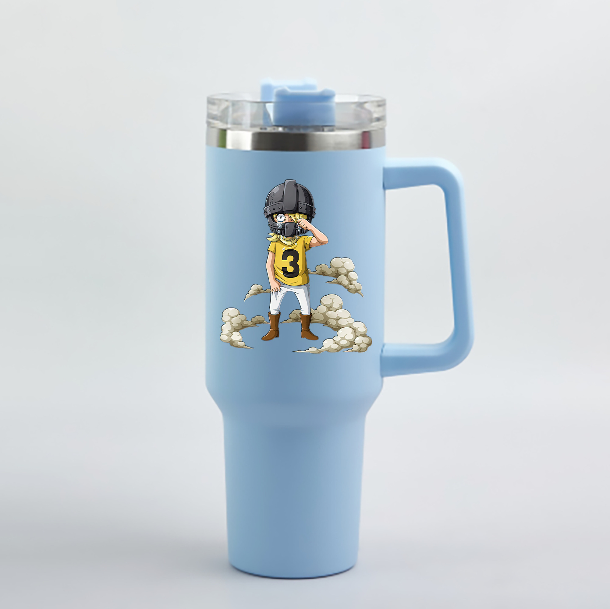 ワンピース サンジ ONE PIECE Sanji 1200mL車用タンブラー - クリスタルステッカー（プラスチックストロー付き）
