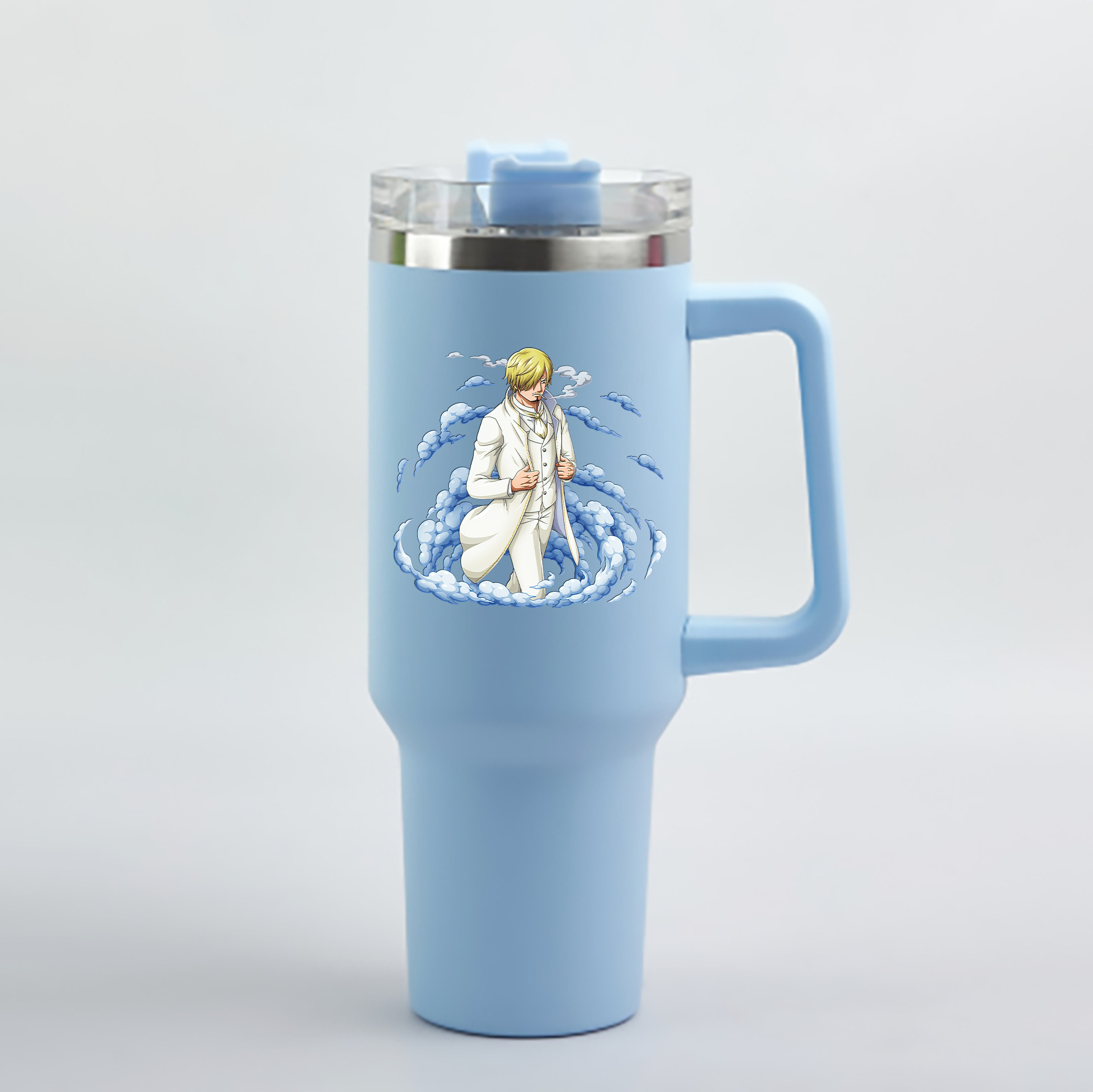 ワンピース サンジ ONE PIECE Sanji 1200mL車用タンブラー - クリスタルステッカー（プラスチックストロー付き）