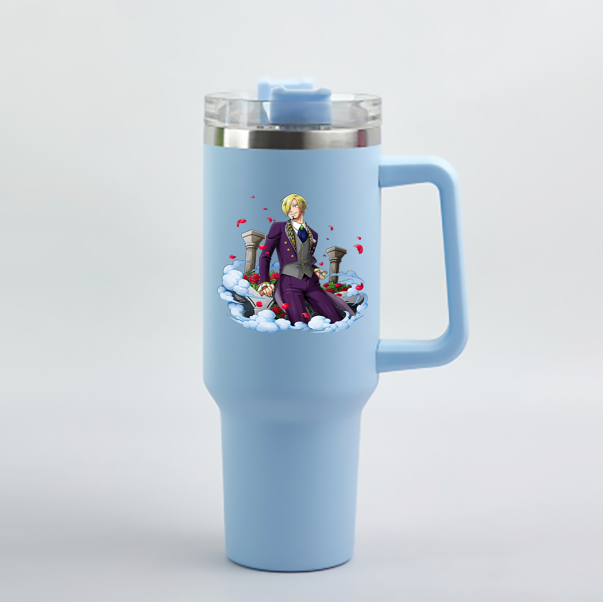 ワンピース サンジ ONE PIECE Sanji 1200mL車用タンブラー - クリスタルステッカー（プラスチックストロー付き）