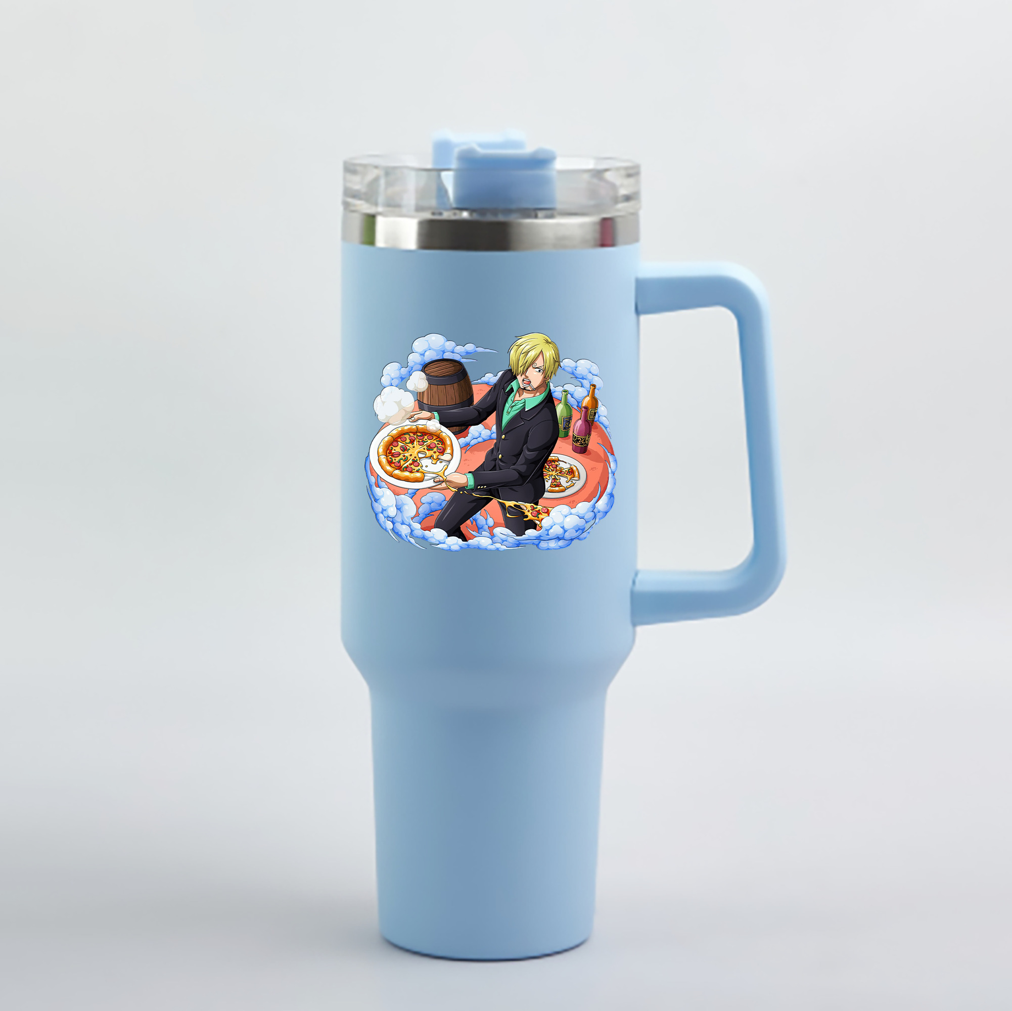ワンピース サンジ ONE PIECE Sanji 1200mL車用タンブラー - クリスタルステッカー（プラスチックストロー付き）
