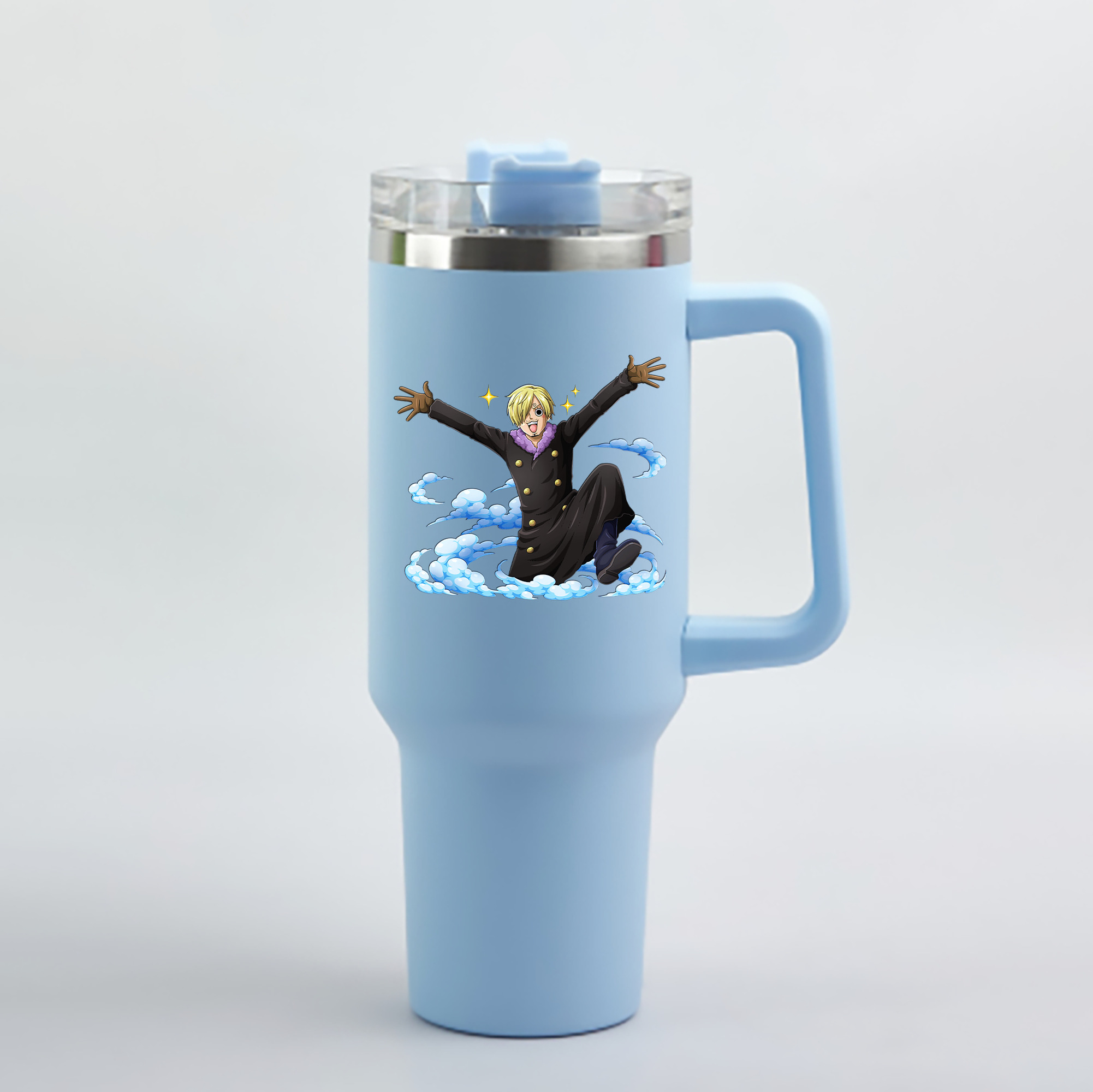 ワンピース サンジ ONE PIECE Sanji 1200mL車用タンブラー - クリスタルステッカー（プラスチックストロー付き）