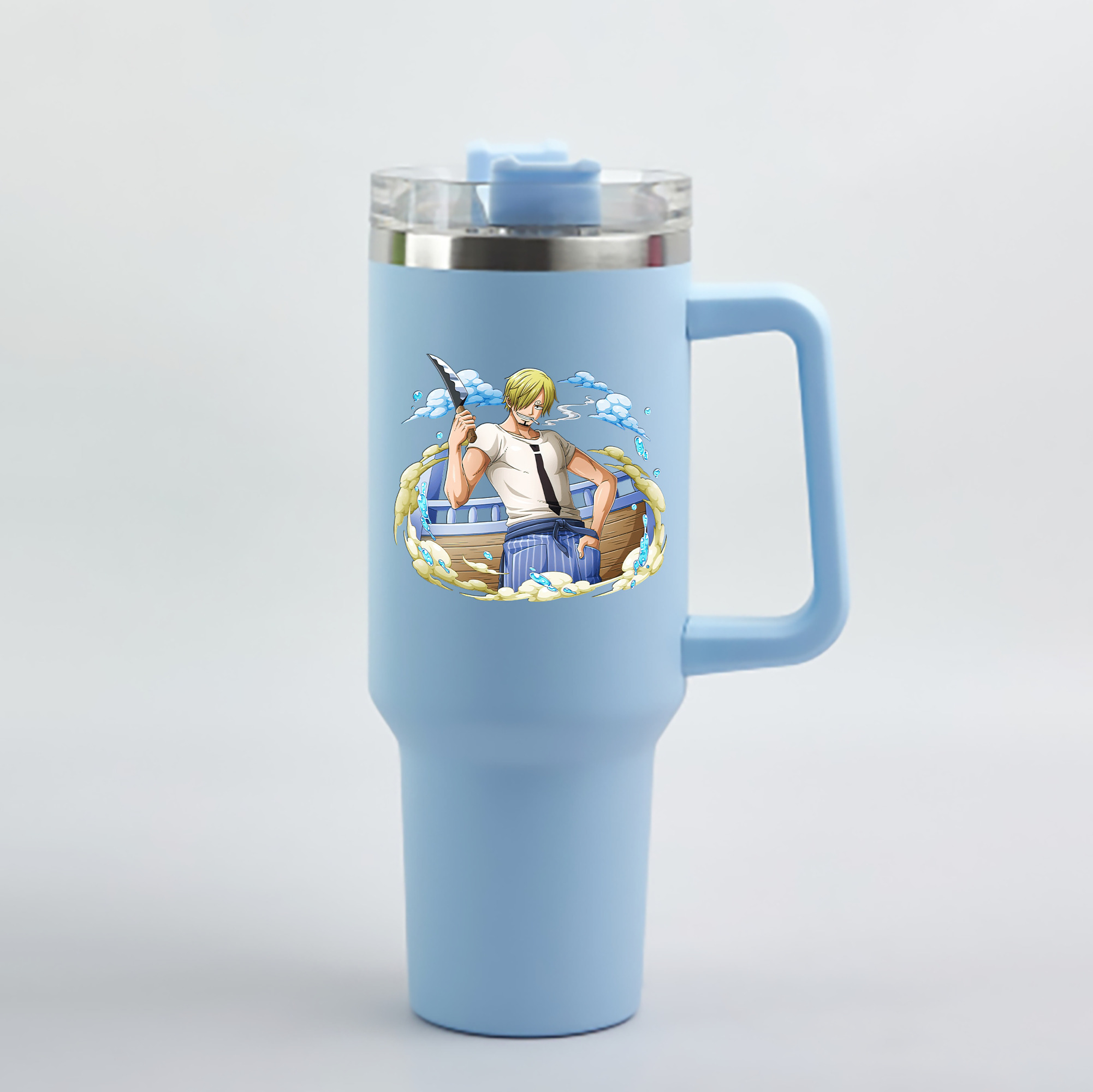 ワンピース サンジ ONE PIECE Sanji 1200mL車用タンブラー - クリスタルステッカー（プラスチックストロー付き）