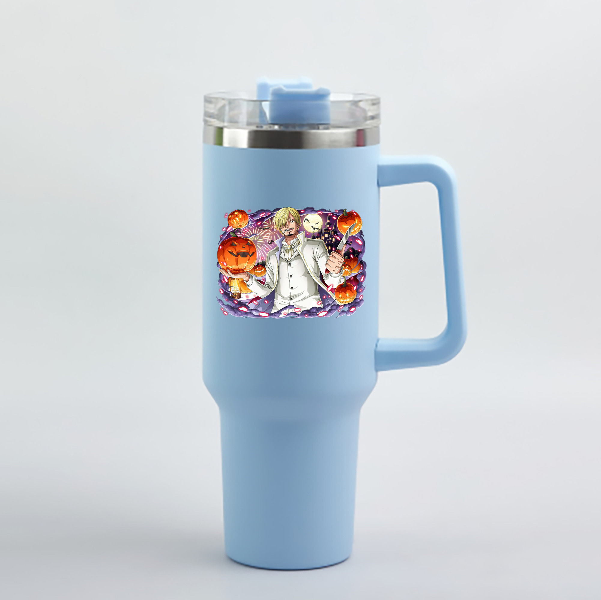 ワンピース サンジ ONE PIECE Sanji 1200mL車用タンブラー - クリスタルステッカー（プラスチックストロー付き）