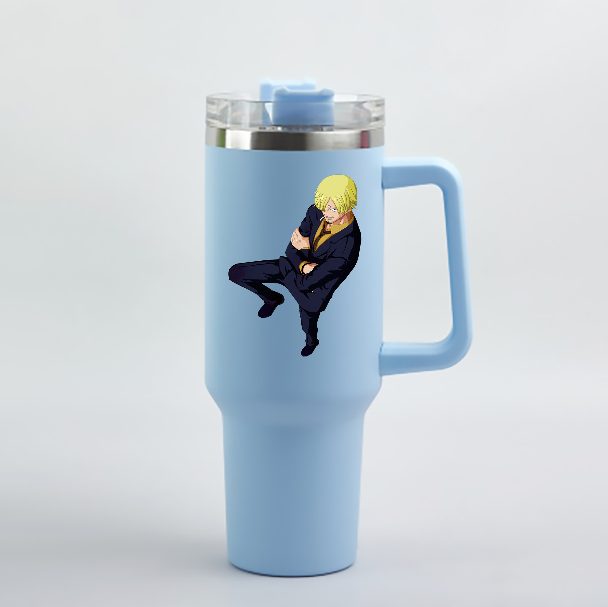 ワンピース サンジ ONE PIECE Sanji 1200mL車用タンブラー - クリスタルステッカー（プラスチックストロー付き）