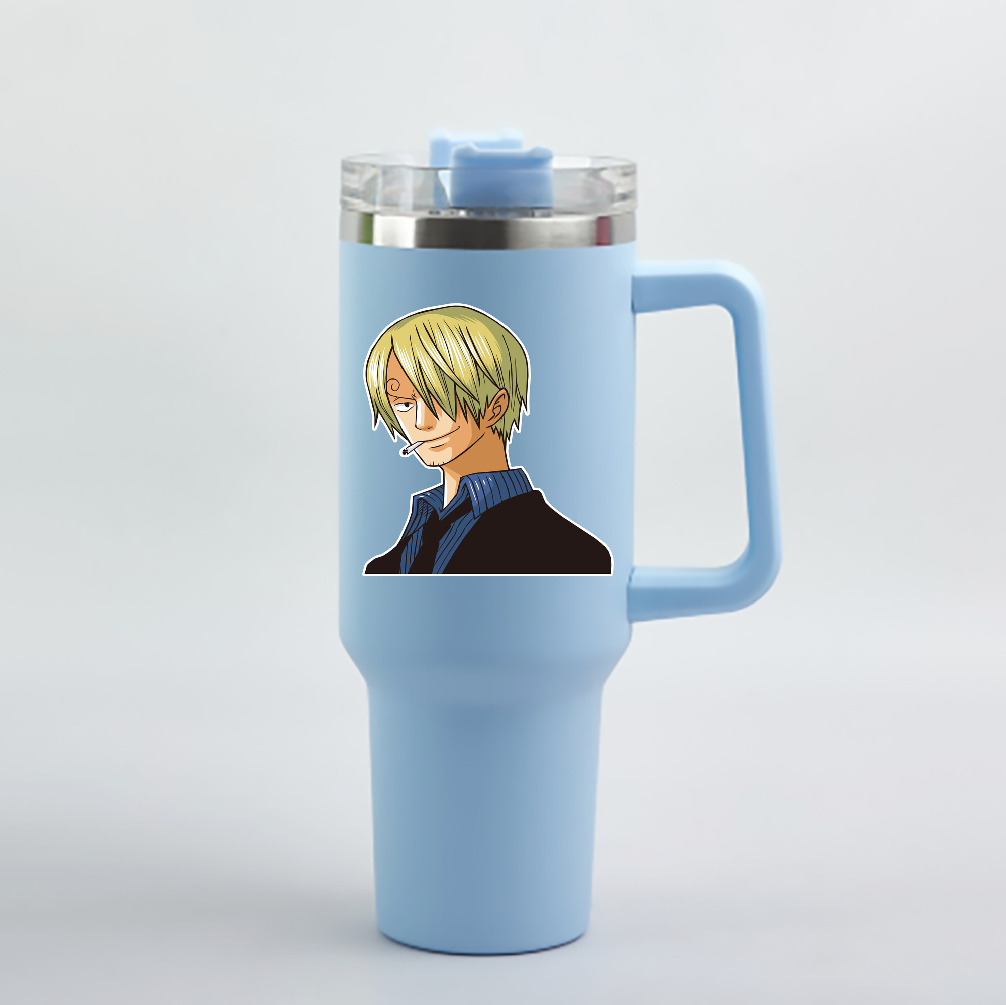 ワンピース サンジ ONE PIECE Sanji 1200mL車用タンブラー - クリスタルステッカー（プラスチックストロー付き）