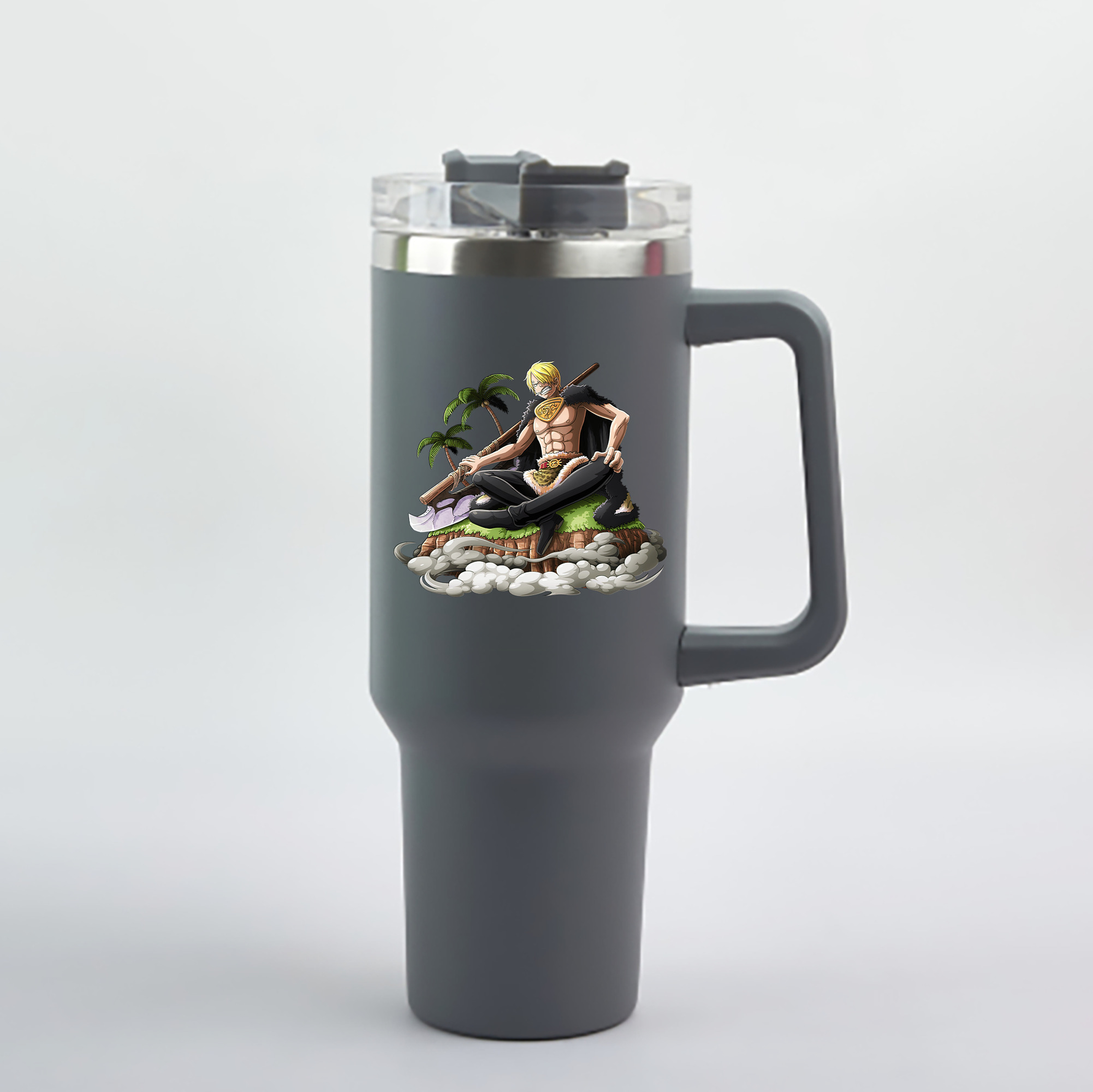 ワンピース サンジ ONE PIECE Sanji 1200mL車用タンブラー - クリスタルステッカー（プラスチックストロー付き）