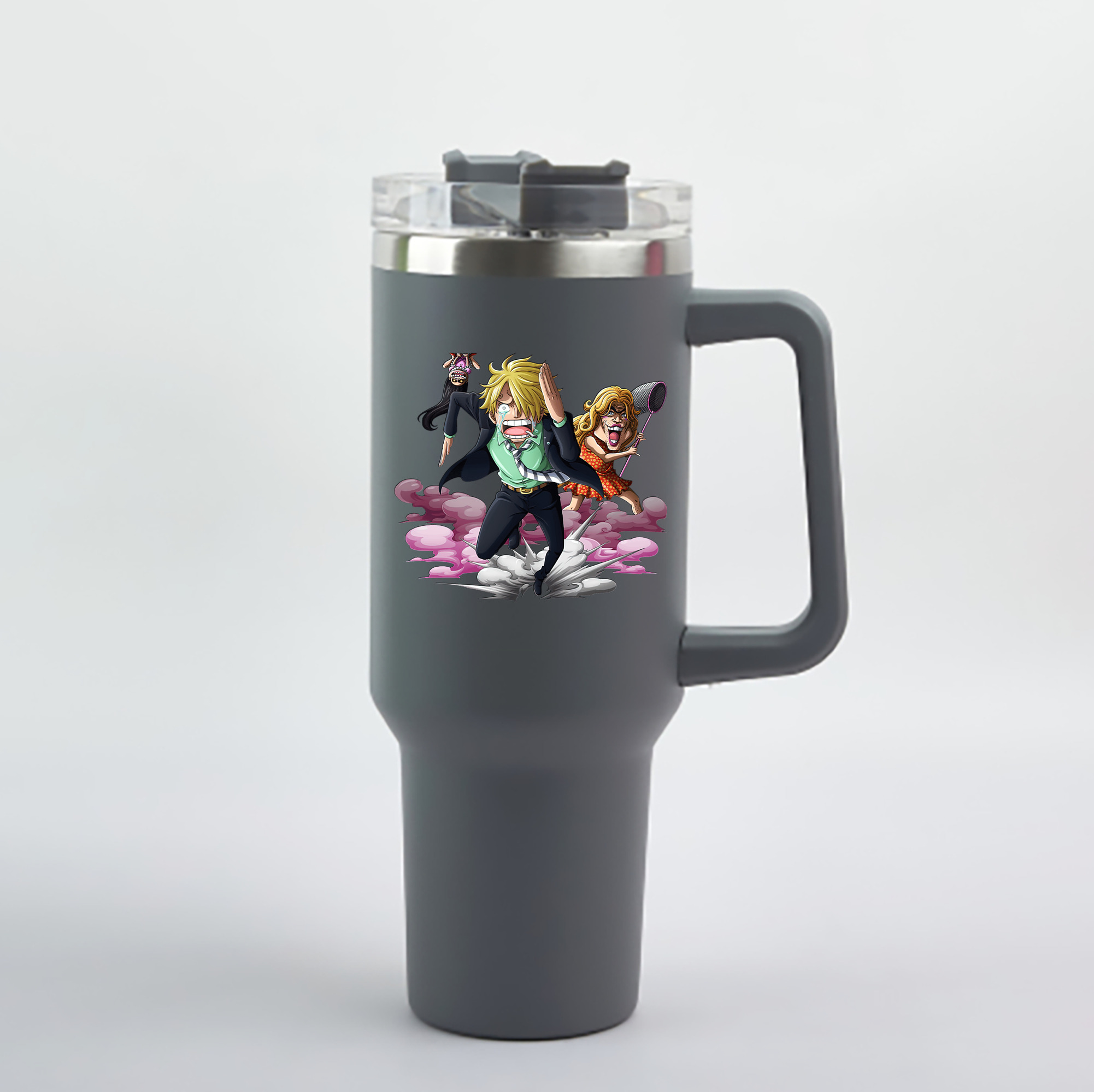 ワンピース サンジ ONE PIECE Sanji 1200mL車用タンブラー - クリスタルステッカー（プラスチックストロー付き）