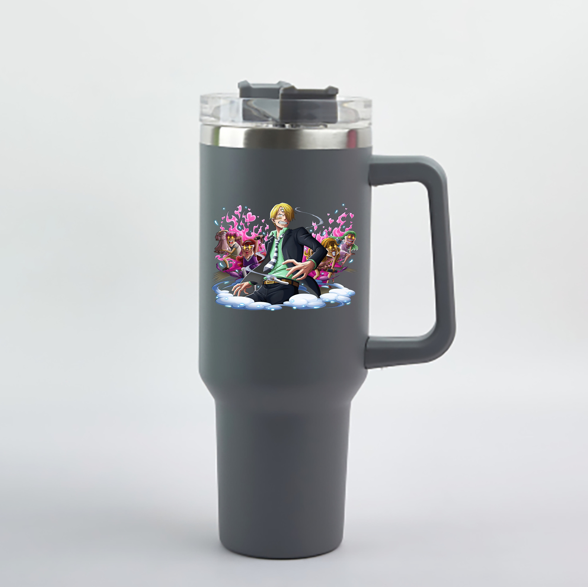 ワンピース サンジ ONE PIECE Sanji 1200mL車用タンブラー - クリスタルステッカー（プラスチックストロー付き）