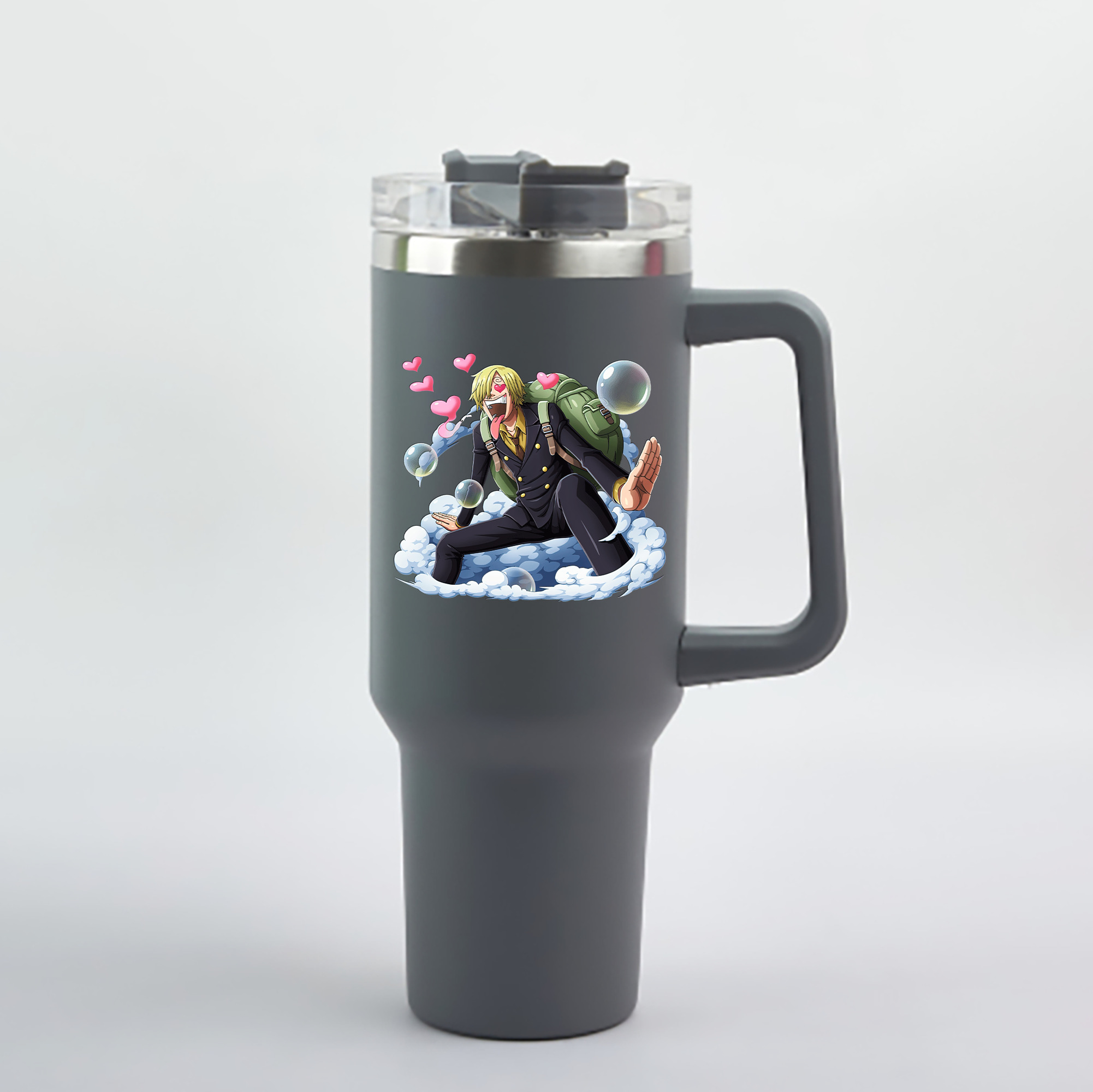 ワンピース サンジ ONE PIECE Sanji 1200mL車用タンブラー - クリスタルステッカー（プラスチックストロー付き）