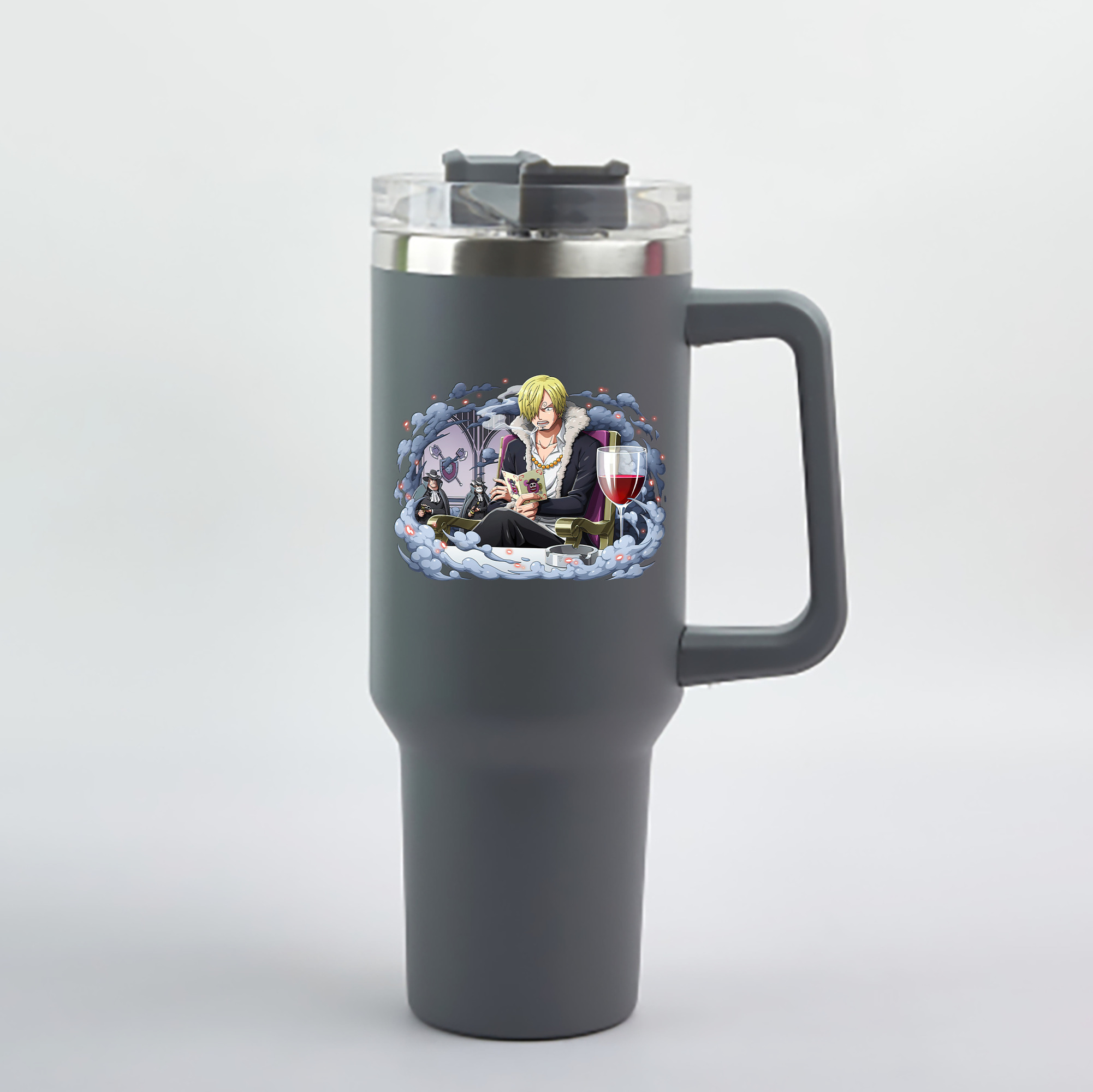 ワンピース サンジ ONE PIECE Sanji 1200mL車用タンブラー - クリスタルステッカー（プラスチックストロー付き）