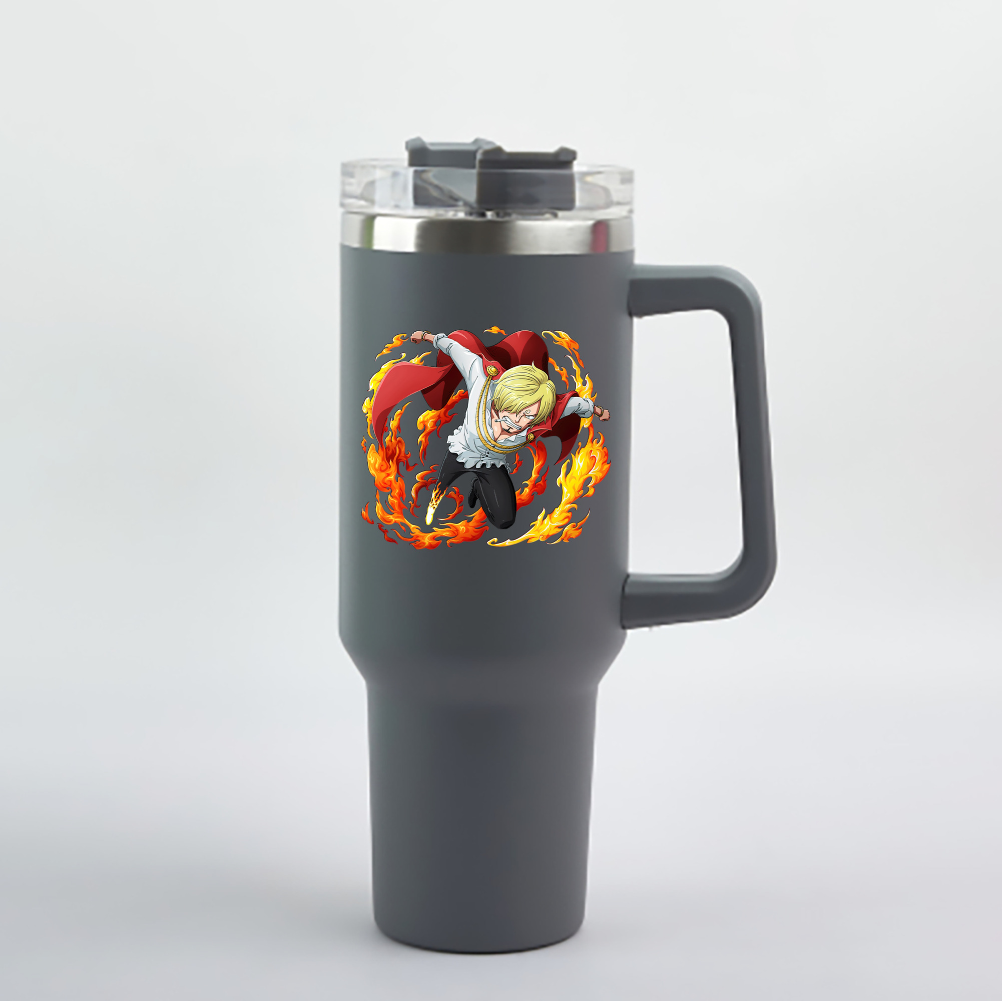 ワンピース サンジ ONE PIECE Sanji 1200mL車用タンブラー - クリスタルステッカー（プラスチックストロー付き）