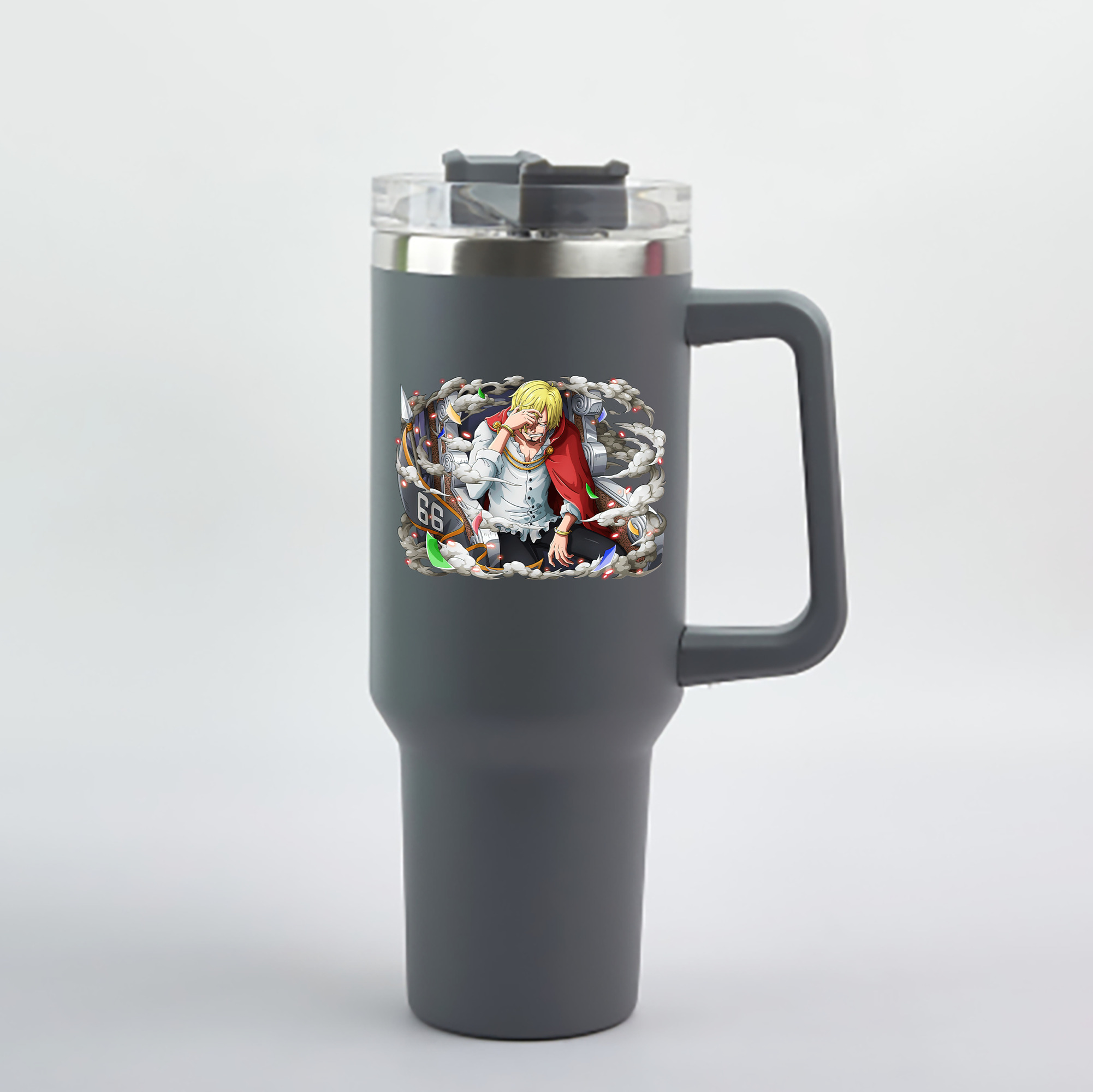 ワンピース サンジ ONE PIECE Sanji 1200mL車用タンブラー - クリスタルステッカー（プラスチックストロー付き）
