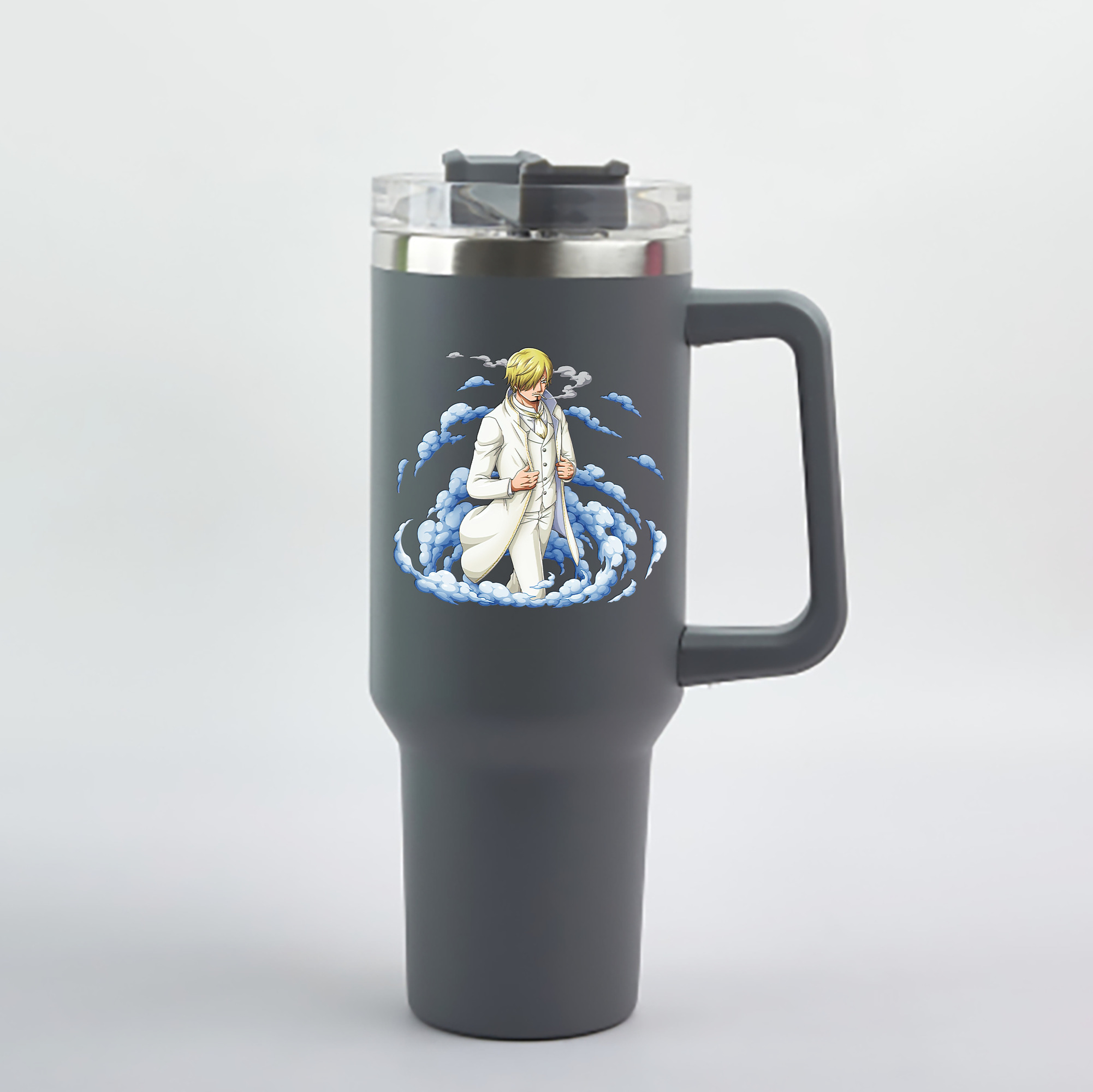 ワンピース サンジ ONE PIECE Sanji 1200mL車用タンブラー - クリスタルステッカー（プラスチックストロー付き）