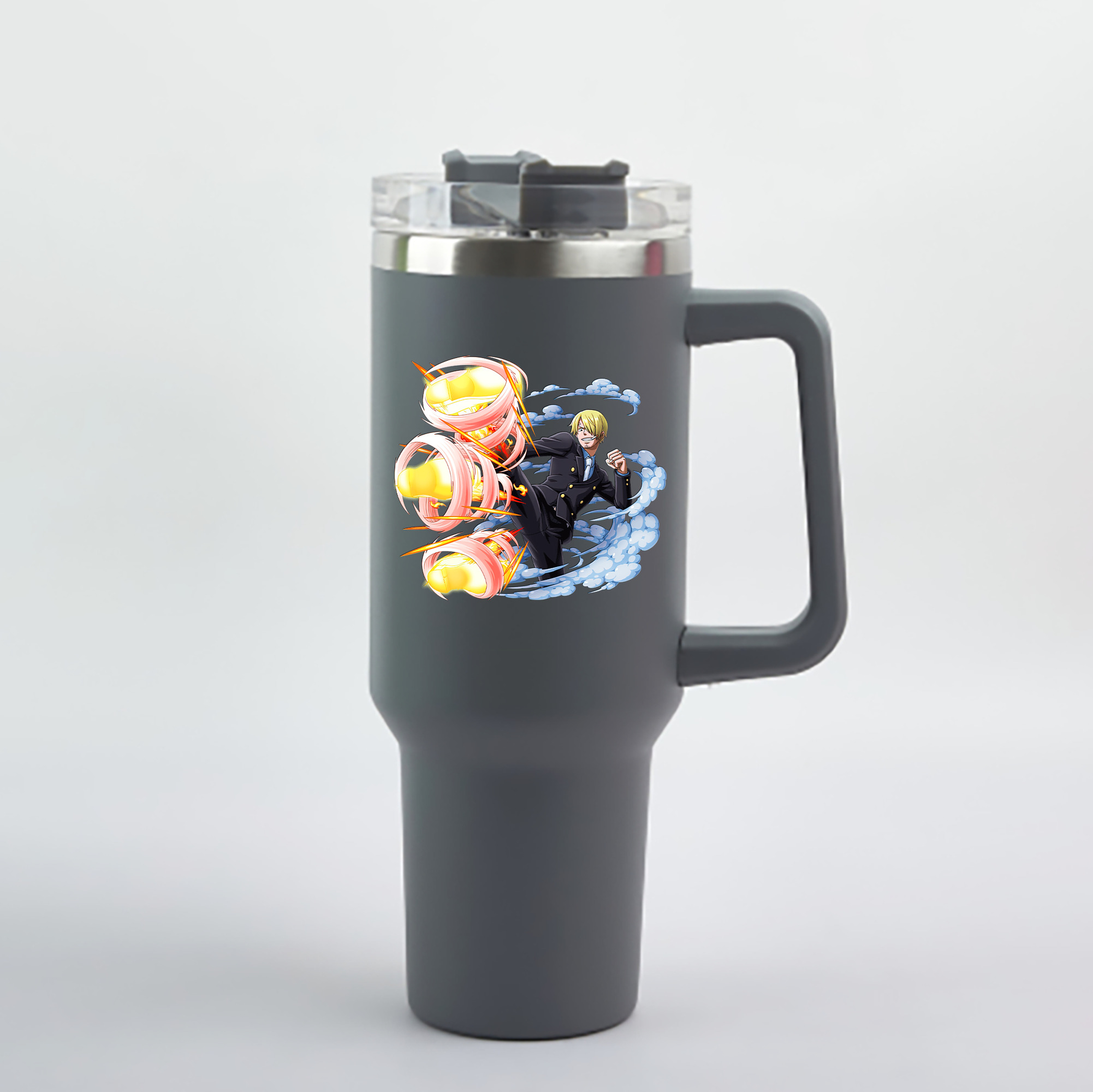 ワンピース サンジ ONE PIECE Sanji 1200mL車用タンブラー - クリスタルステッカー（プラスチックストロー付き）
