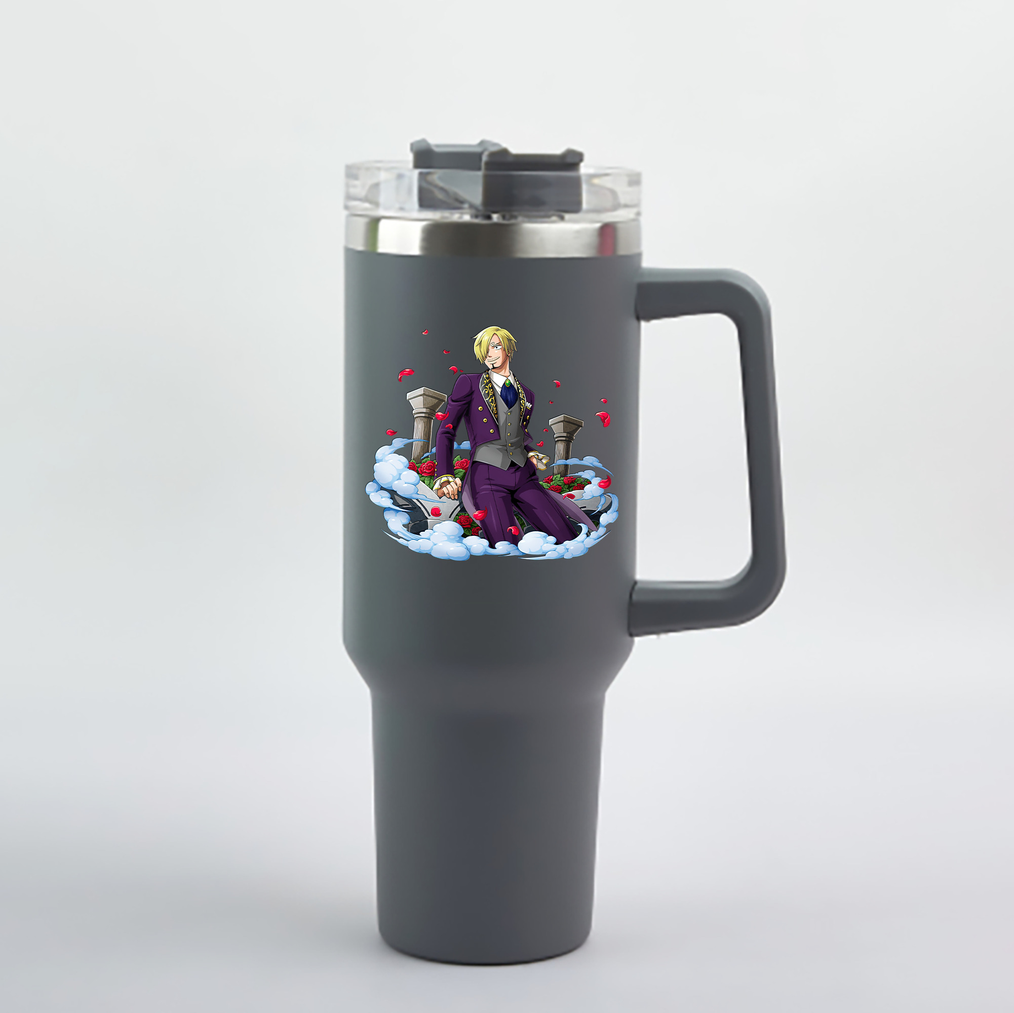 ワンピース サンジ ONE PIECE Sanji 1200mL車用タンブラー - クリスタルステッカー（プラスチックストロー付き）