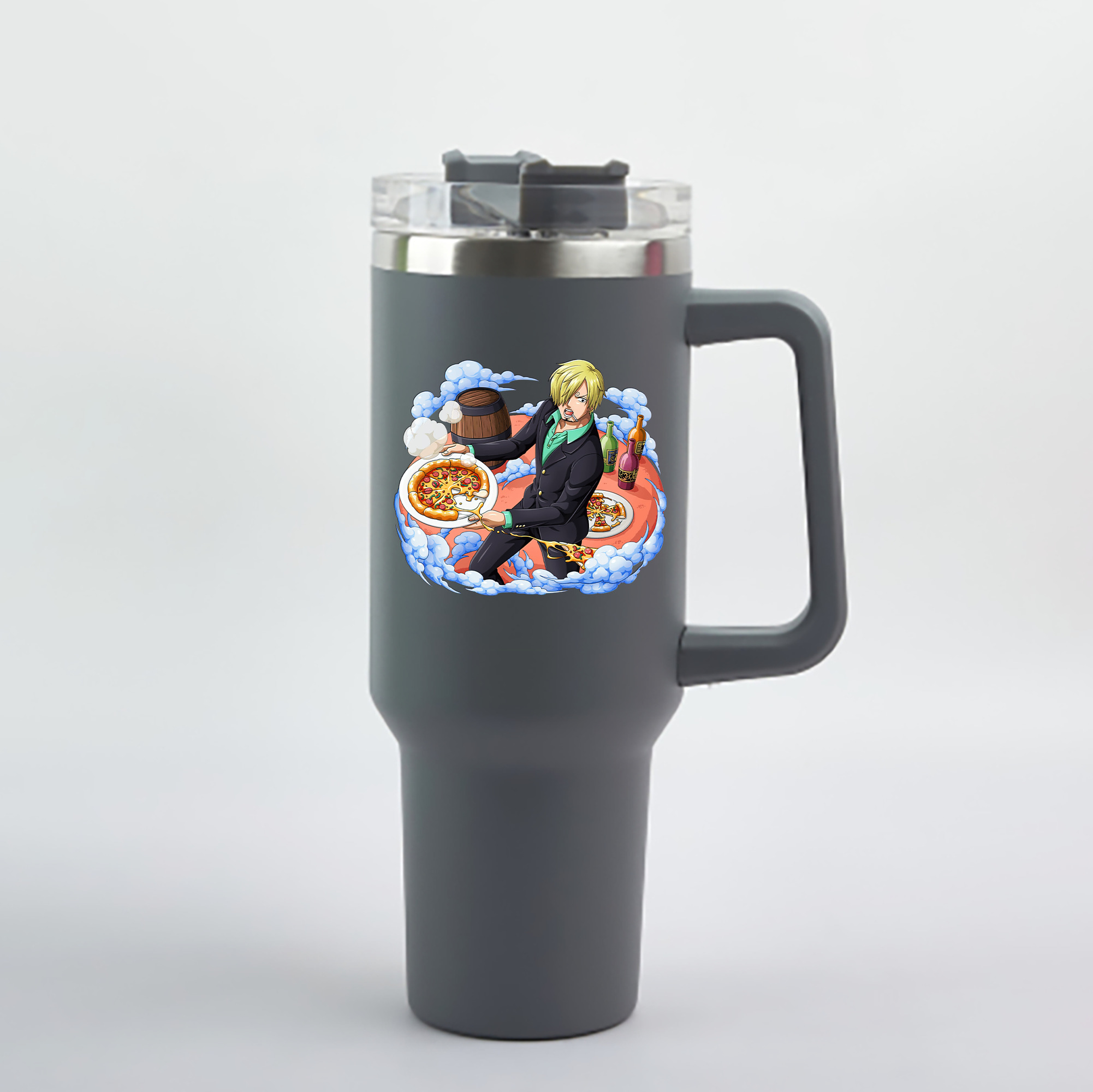 ワンピース サンジ ONE PIECE Sanji 1200mL車用タンブラー - クリスタルステッカー（プラスチックストロー付き）