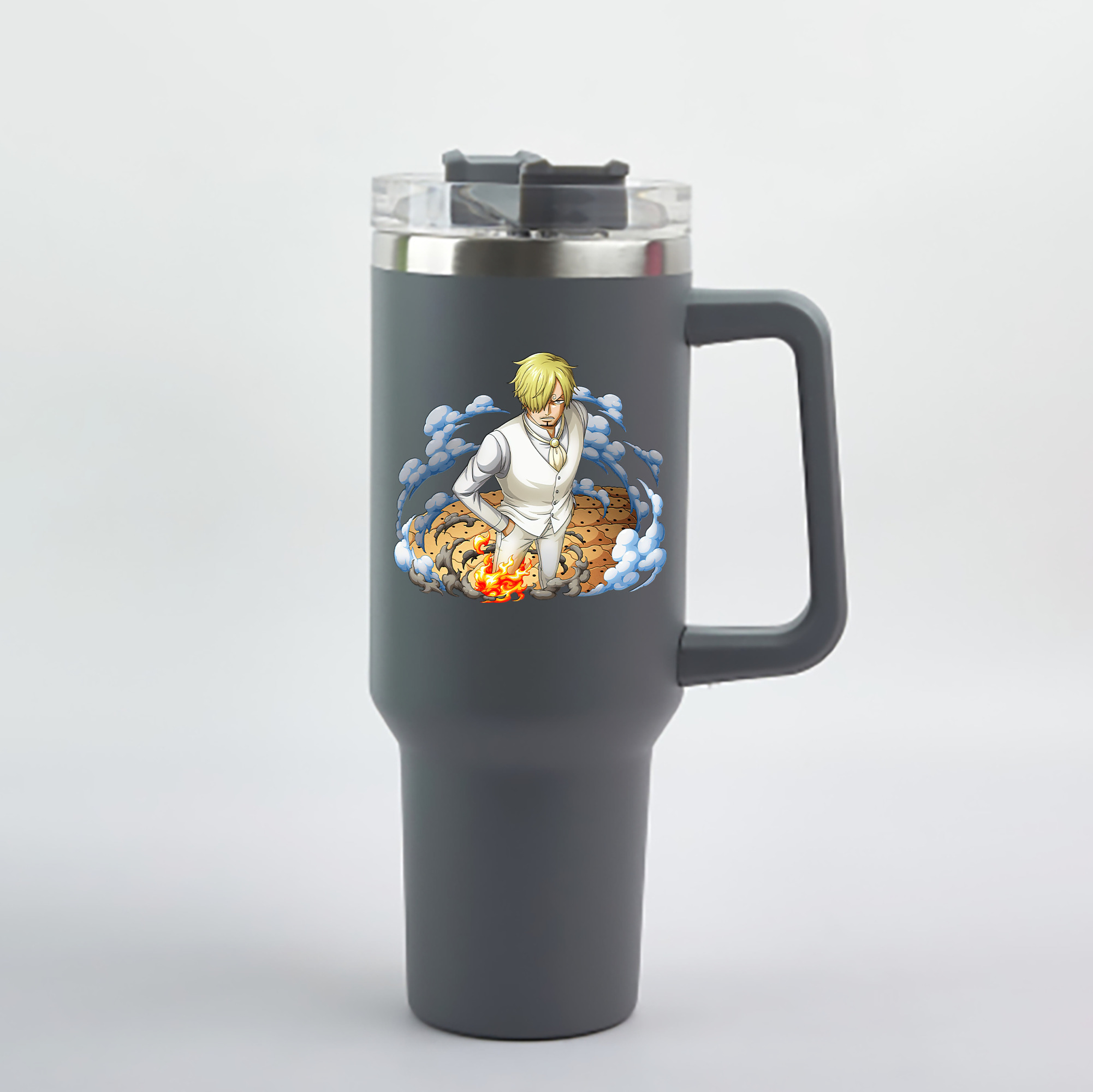 ワンピース サンジ ONE PIECE Sanji 1200mL車用タンブラー - クリスタルステッカー（プラスチックストロー付き）