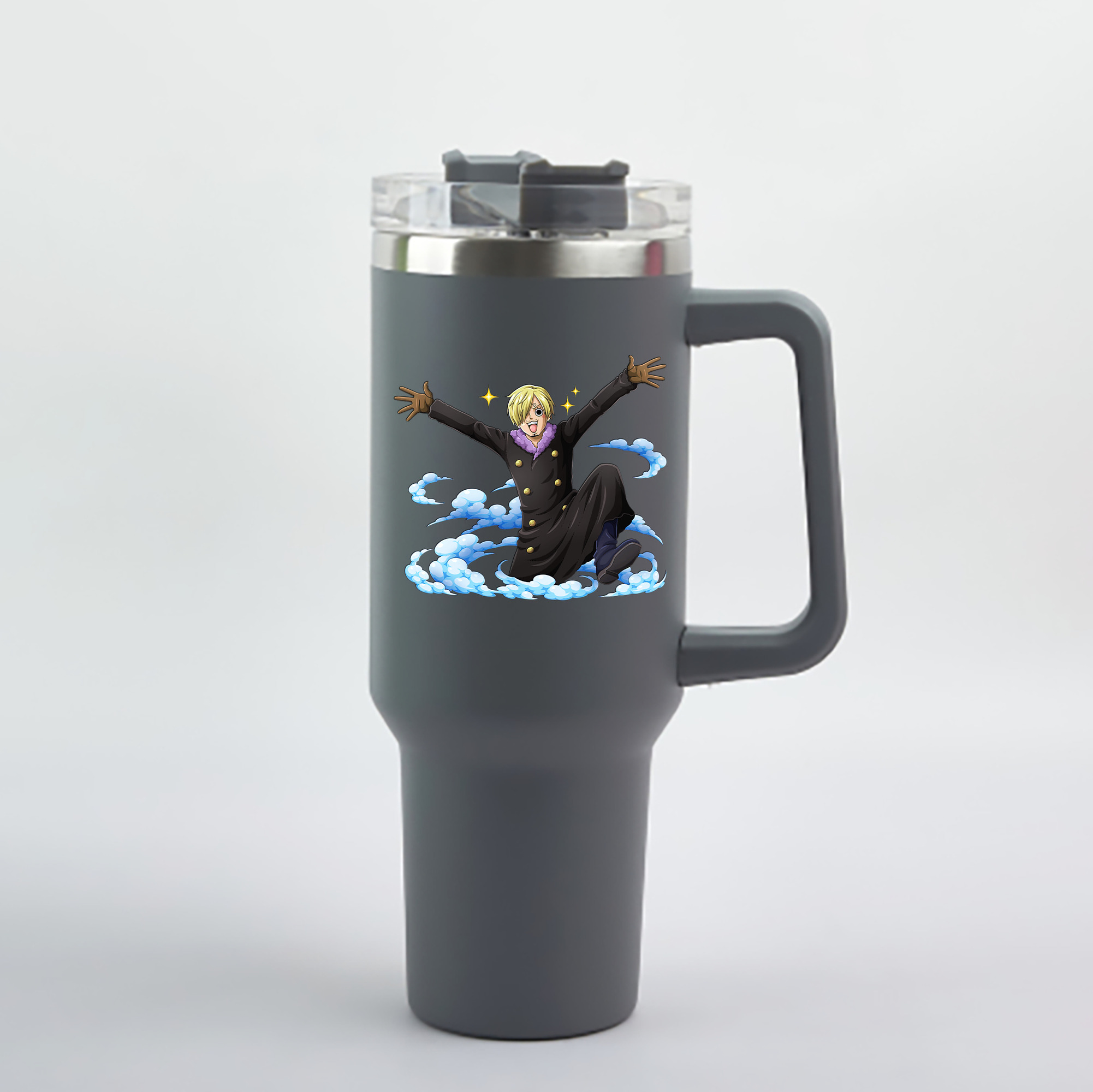 ワンピース サンジ ONE PIECE Sanji 1200mL車用タンブラー - クリスタルステッカー（プラスチックストロー付き）