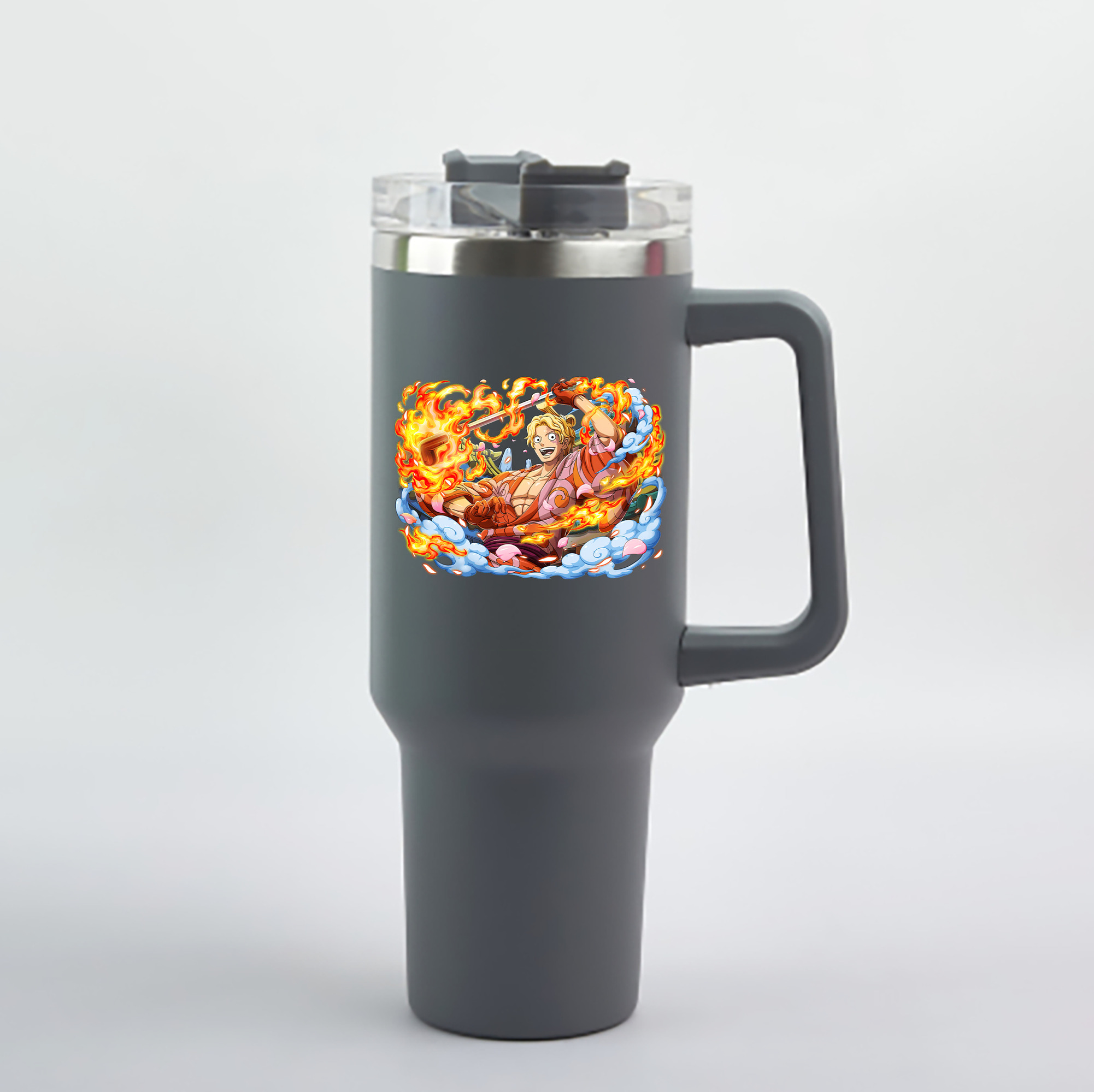 ワンピース サンジ ONE PIECE Sanji 1200mL車用タンブラー - クリスタルステッカー（プラスチックストロー付き）
