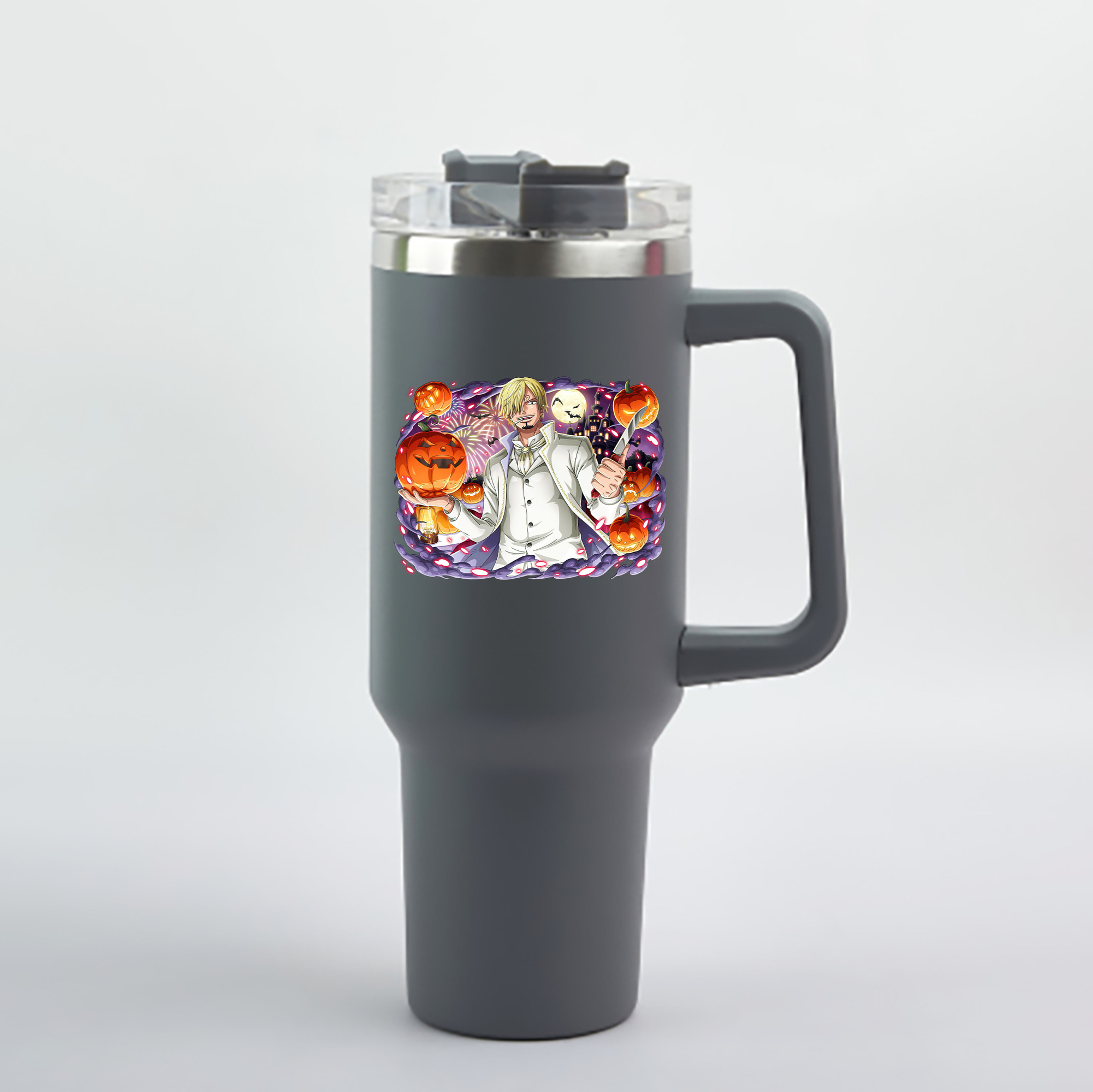 ワンピース サンジ ONE PIECE Sanji 1200mL車用タンブラー - クリスタルステッカー（プラスチックストロー付き）