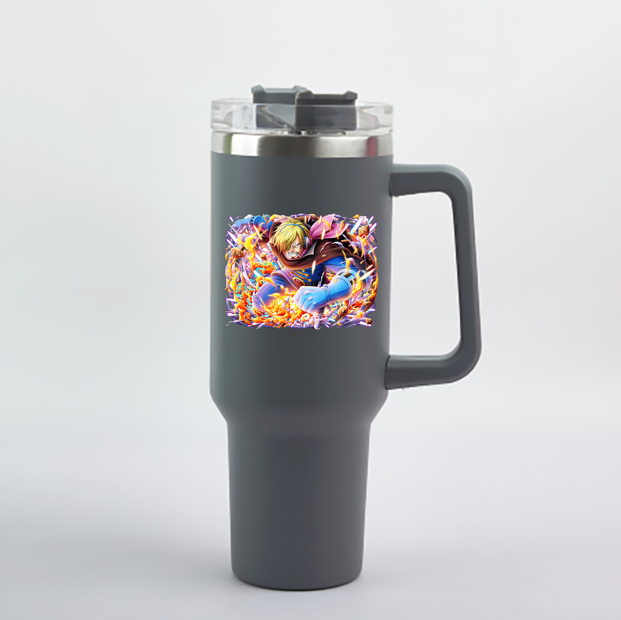 ワンピース サンジ ONE PIECE Sanji 1200mL車用タンブラー - クリスタルステッカー（プラスチックストロー付き）