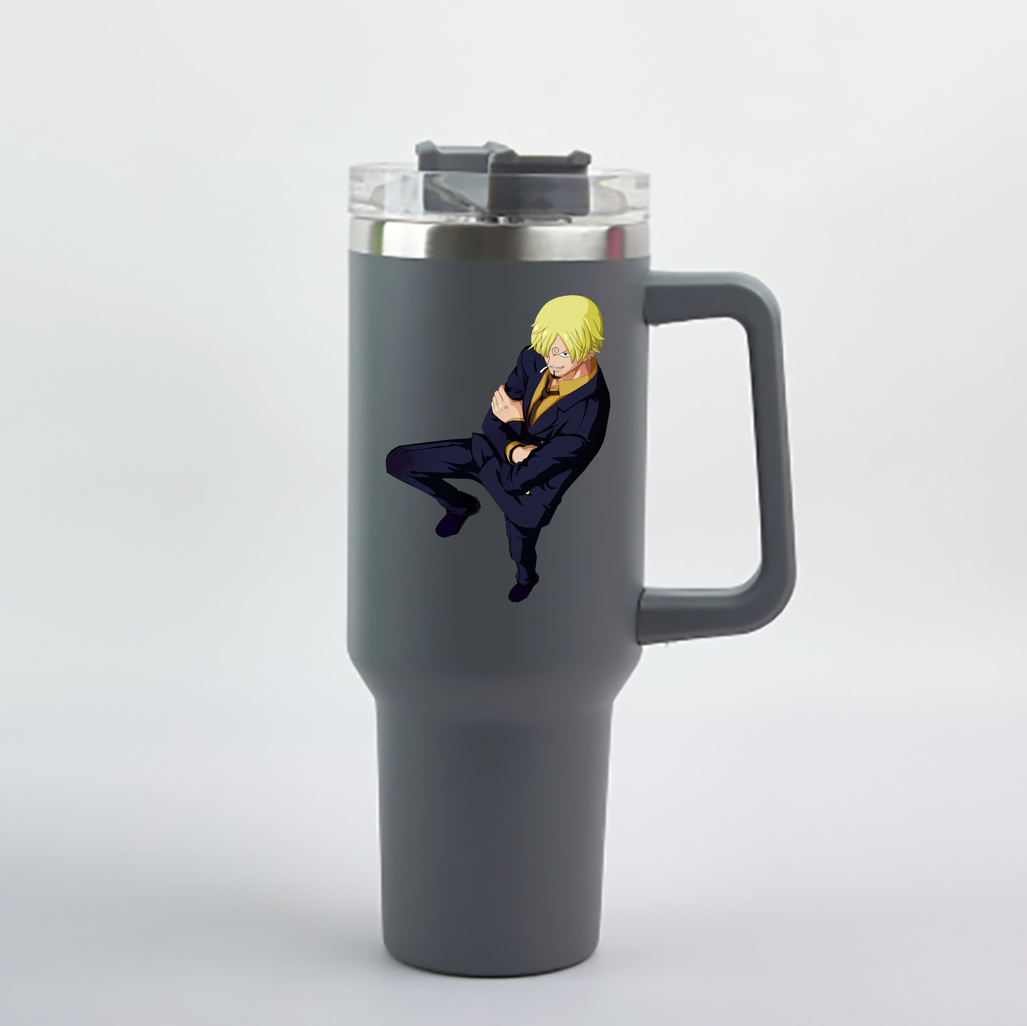 ワンピース サンジ ONE PIECE Sanji 1200mL車用タンブラー - クリスタルステッカー（プラスチックストロー付き）