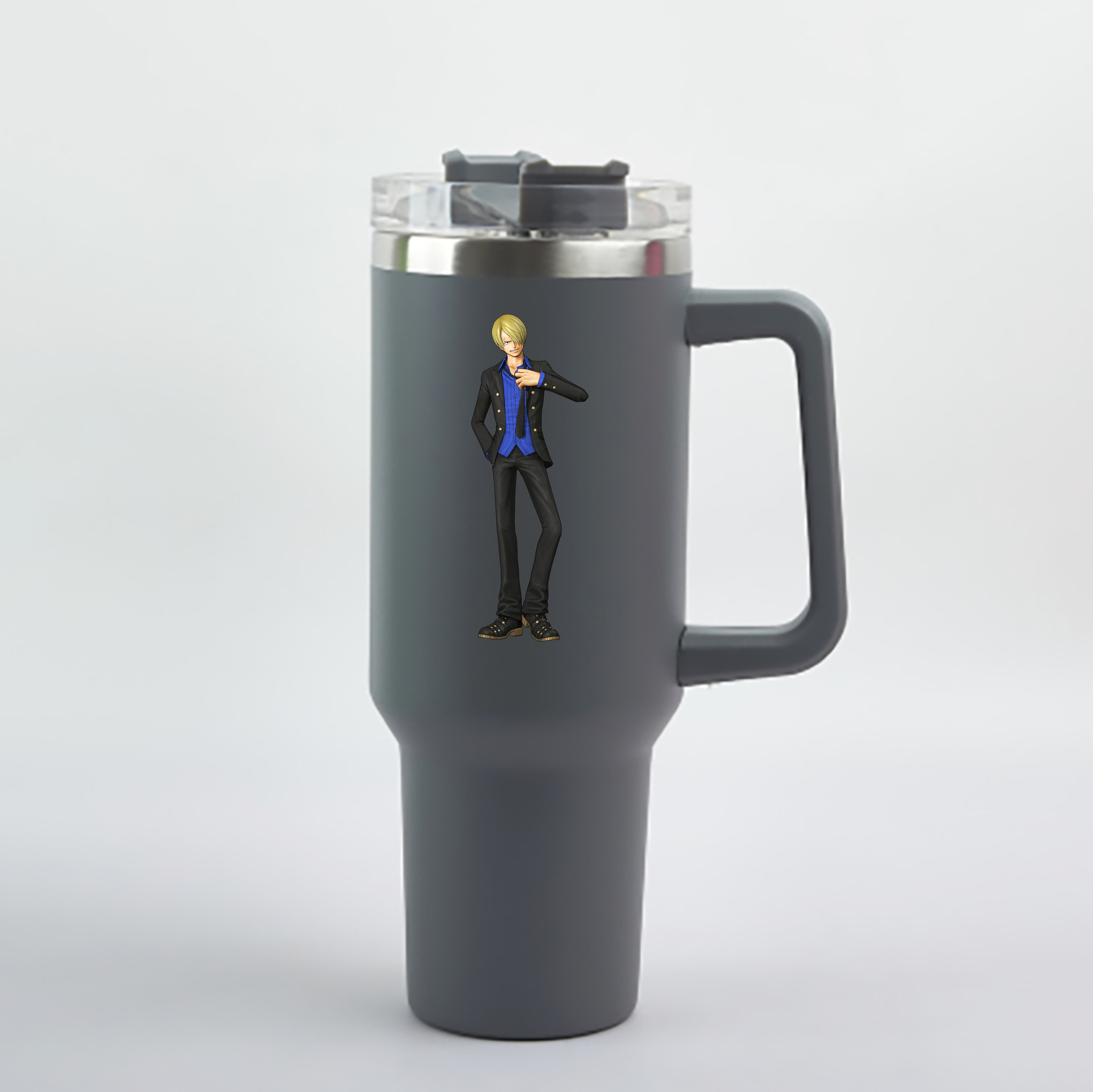 ワンピース サンジ ONE PIECE Sanji 1200mL車用タンブラー - クリスタルステッカー（プラスチックストロー付き）