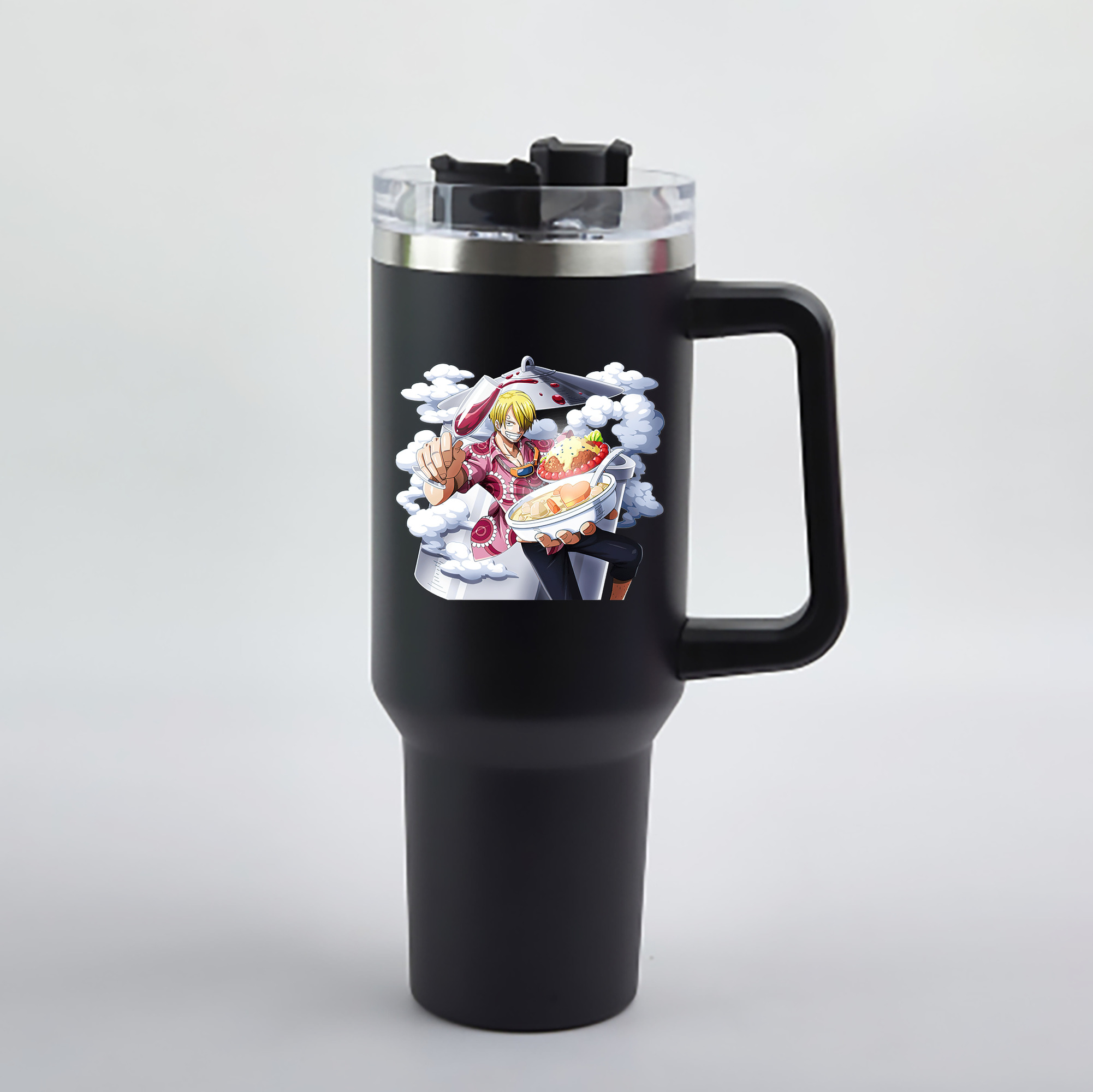 ワンピース サンジ ONE PIECE Sanji 1200mL車用タンブラー - クリスタルステッカー（プラスチックストロー付き）