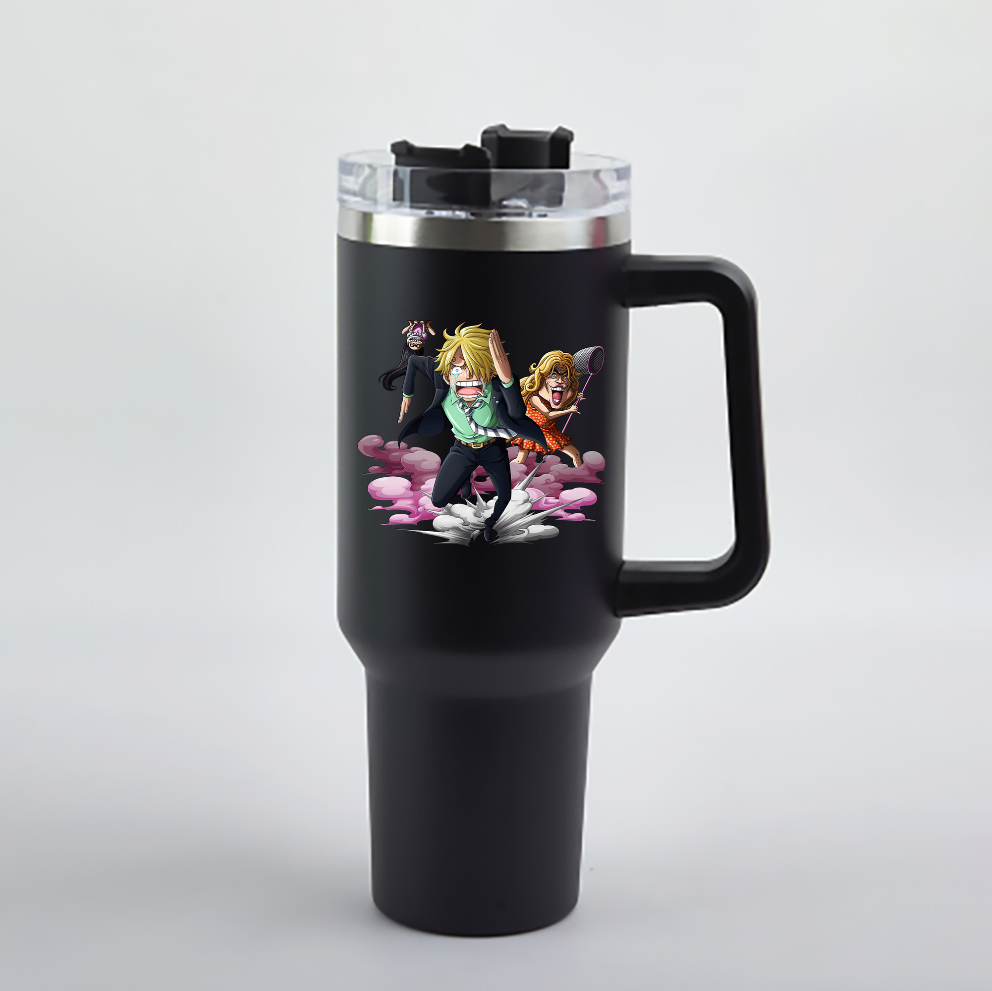 ワンピース サンジ ONE PIECE Sanji 1200mL車用タンブラー - クリスタルステッカー（プラスチックストロー付き）