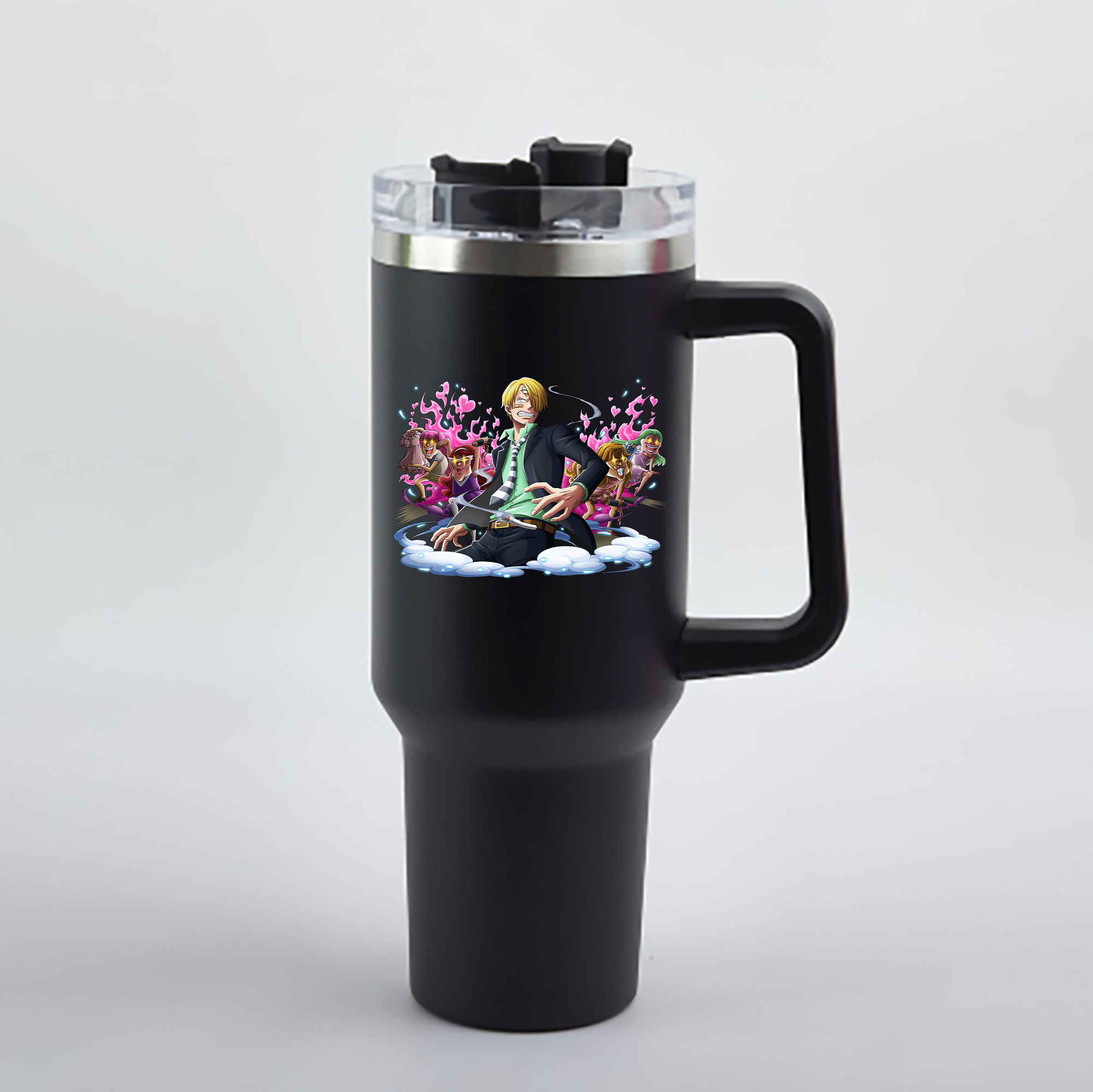 ワンピース サンジ ONE PIECE Sanji 1200mL車用タンブラー - クリスタルステッカー（プラスチックストロー付き）