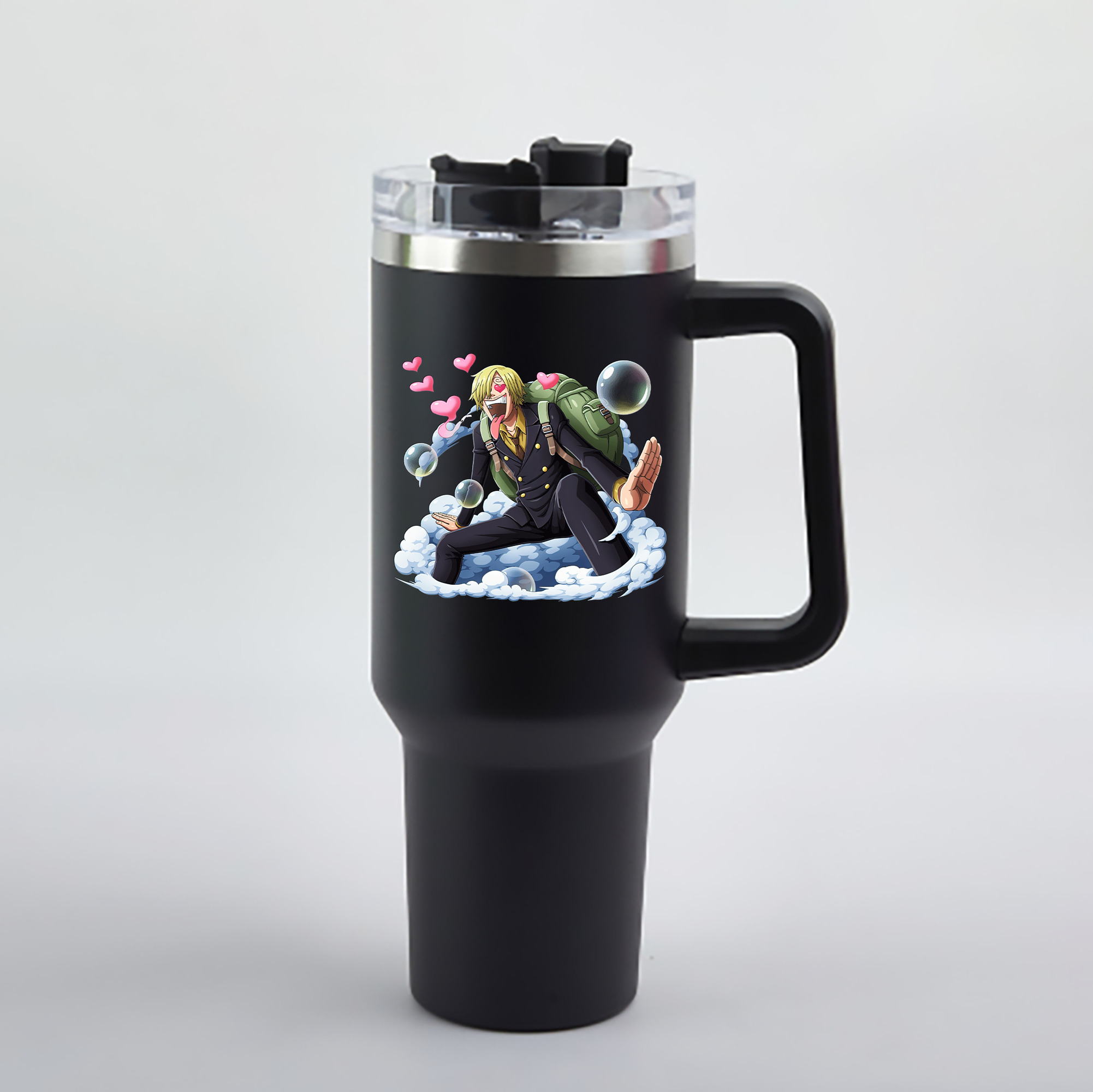 ワンピース サンジ ONE PIECE Sanji 1200mL車用タンブラー - クリスタルステッカー（プラスチックストロー付き）