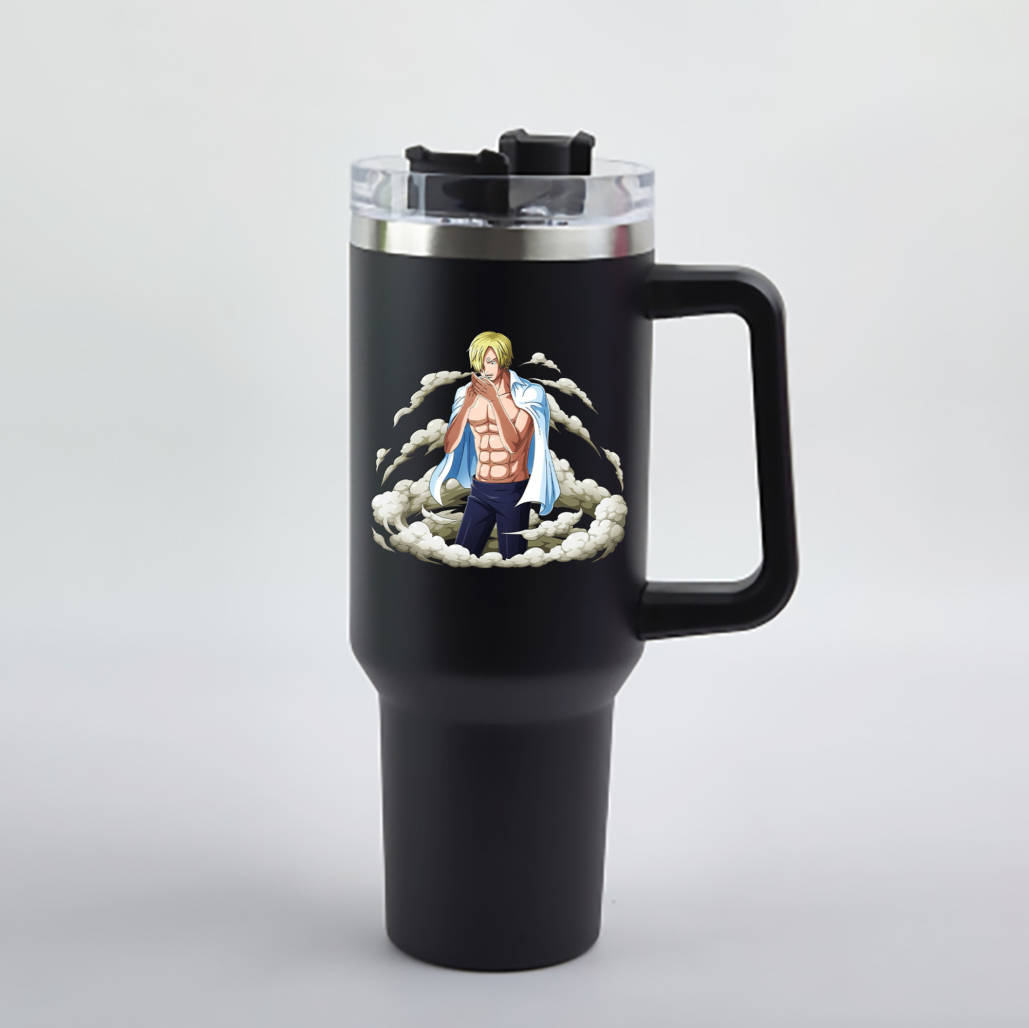 ワンピース サンジ ONE PIECE Sanji 1200mL車用タンブラー - クリスタルステッカー（プラスチックストロー付き）