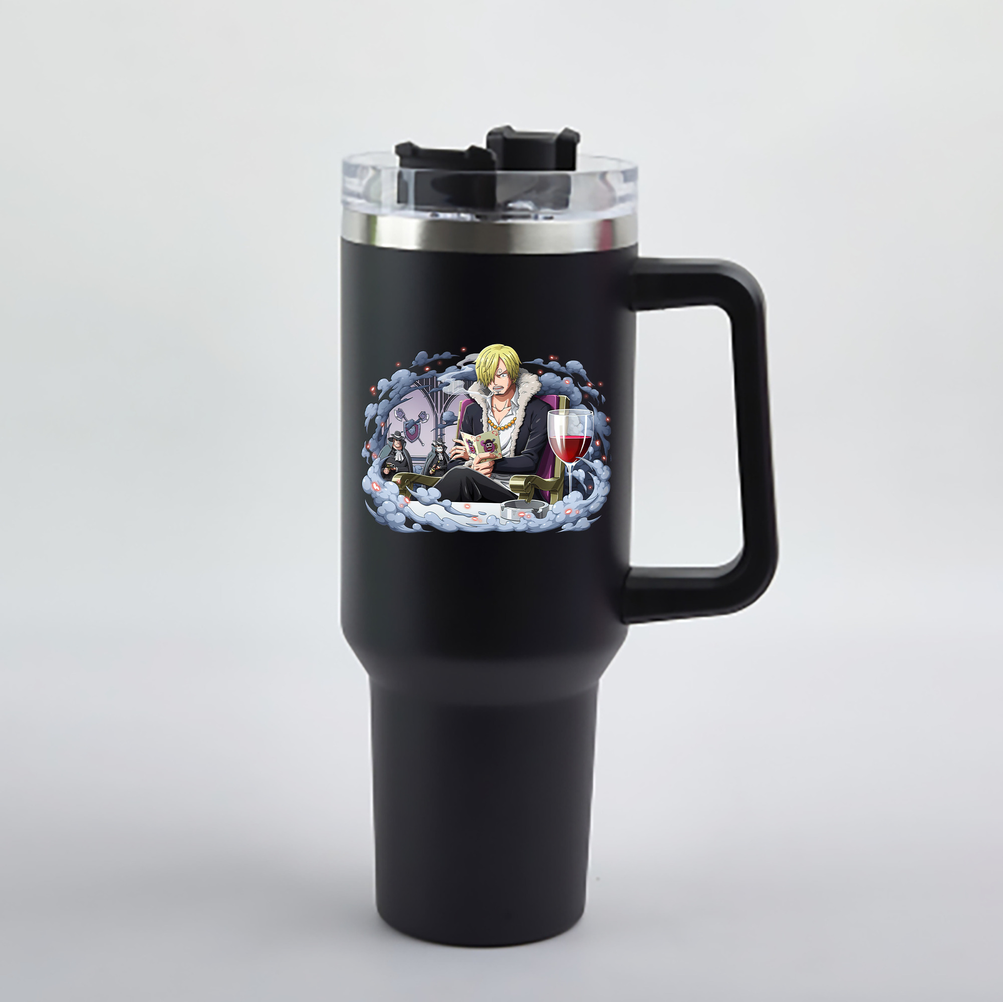 ワンピース サンジ ONE PIECE Sanji 1200mL車用タンブラー - クリスタルステッカー（プラスチックストロー付き）