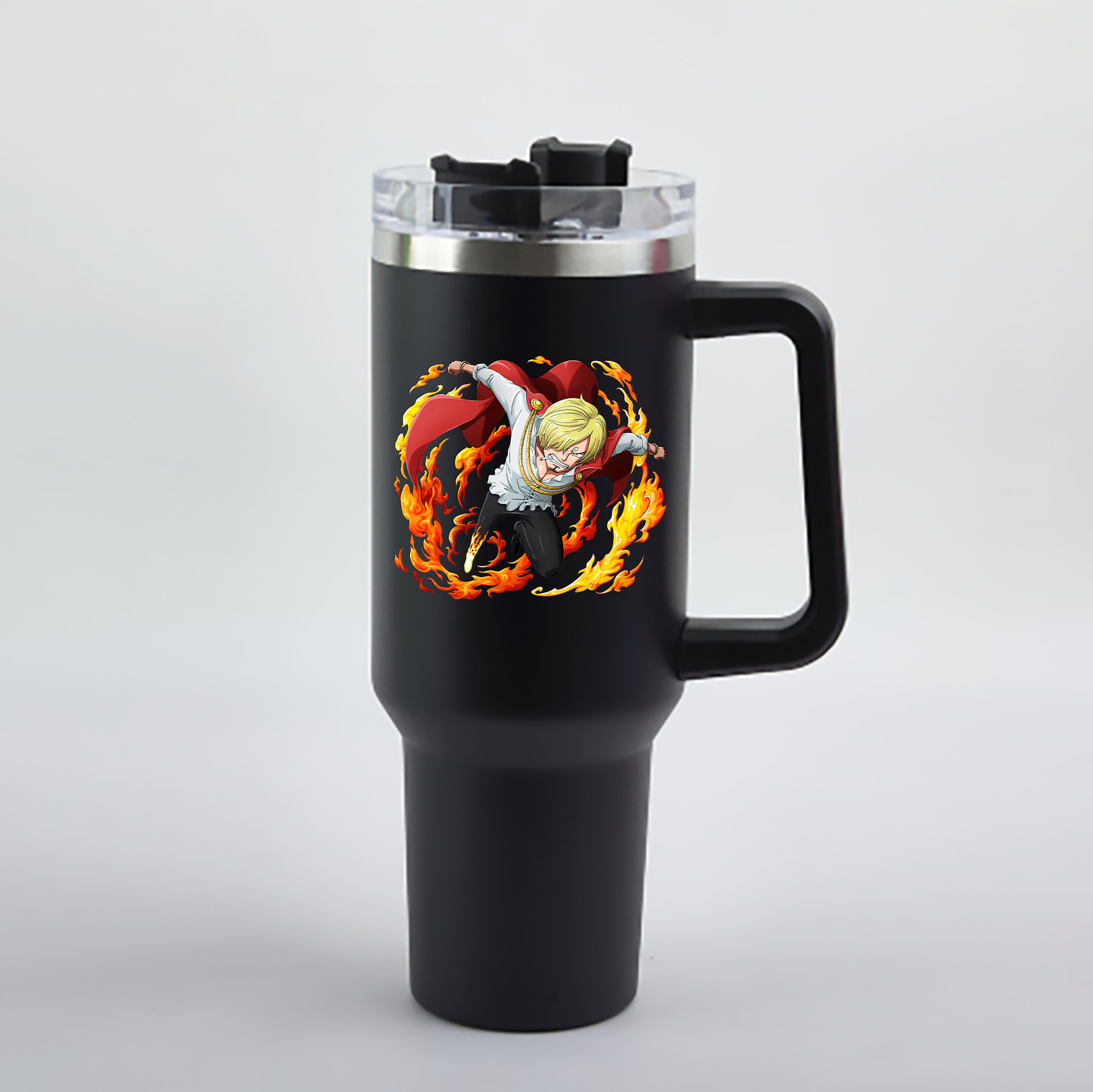ワンピース サンジ ONE PIECE Sanji 1200mL車用タンブラー - クリスタルステッカー（プラスチックストロー付き）