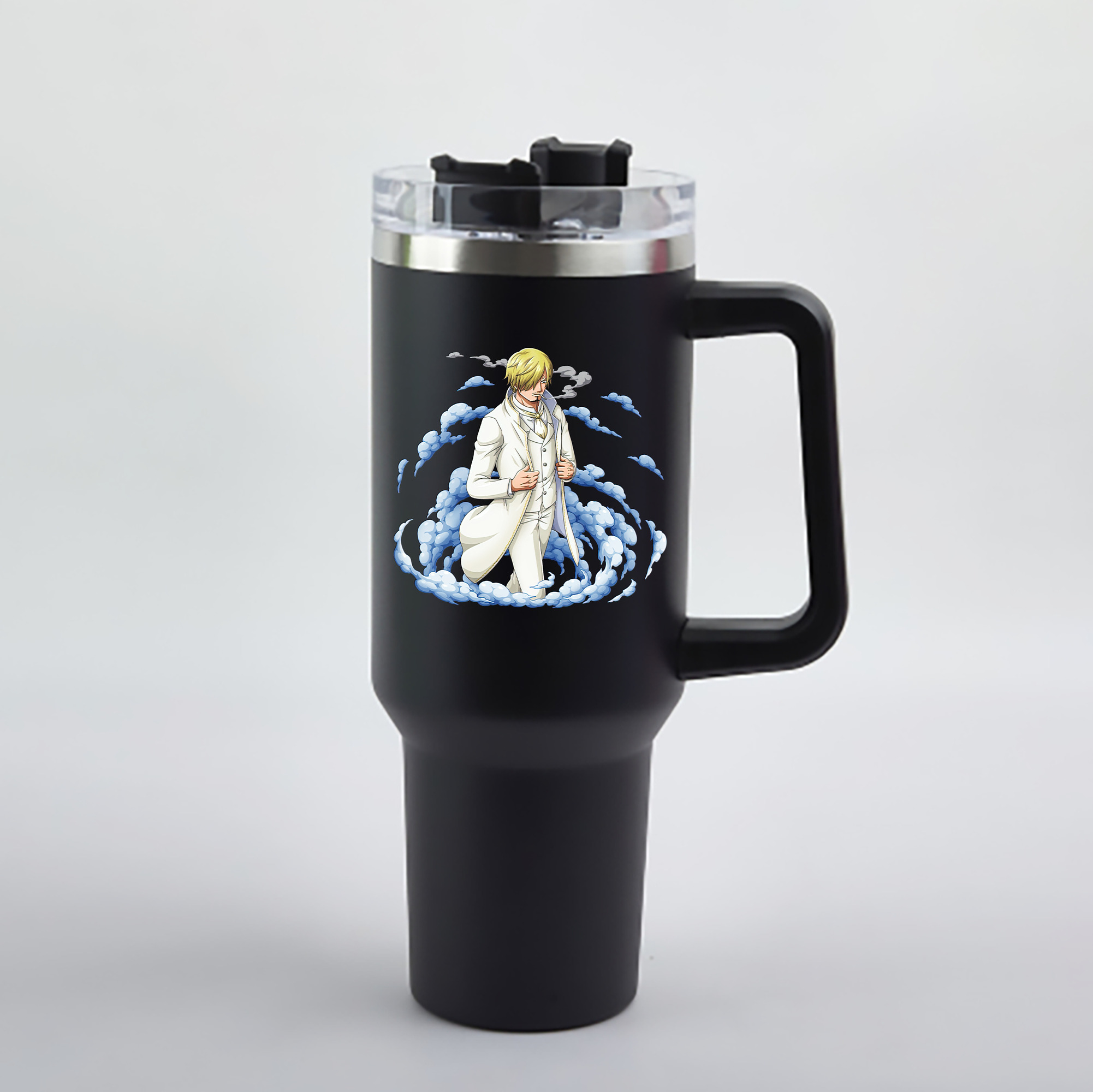 ワンピース サンジ ONE PIECE Sanji 1200mL車用タンブラー - クリスタルステッカー（プラスチックストロー付き）
