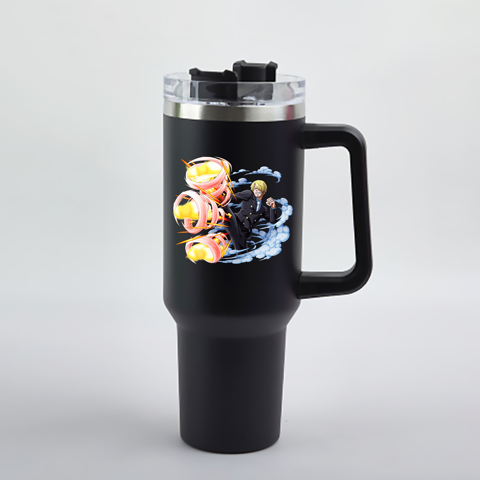 ワンピース サンジ ONE PIECE Sanji 1200mL車用タンブラー - クリスタルステッカー（プラスチックストロー付き）