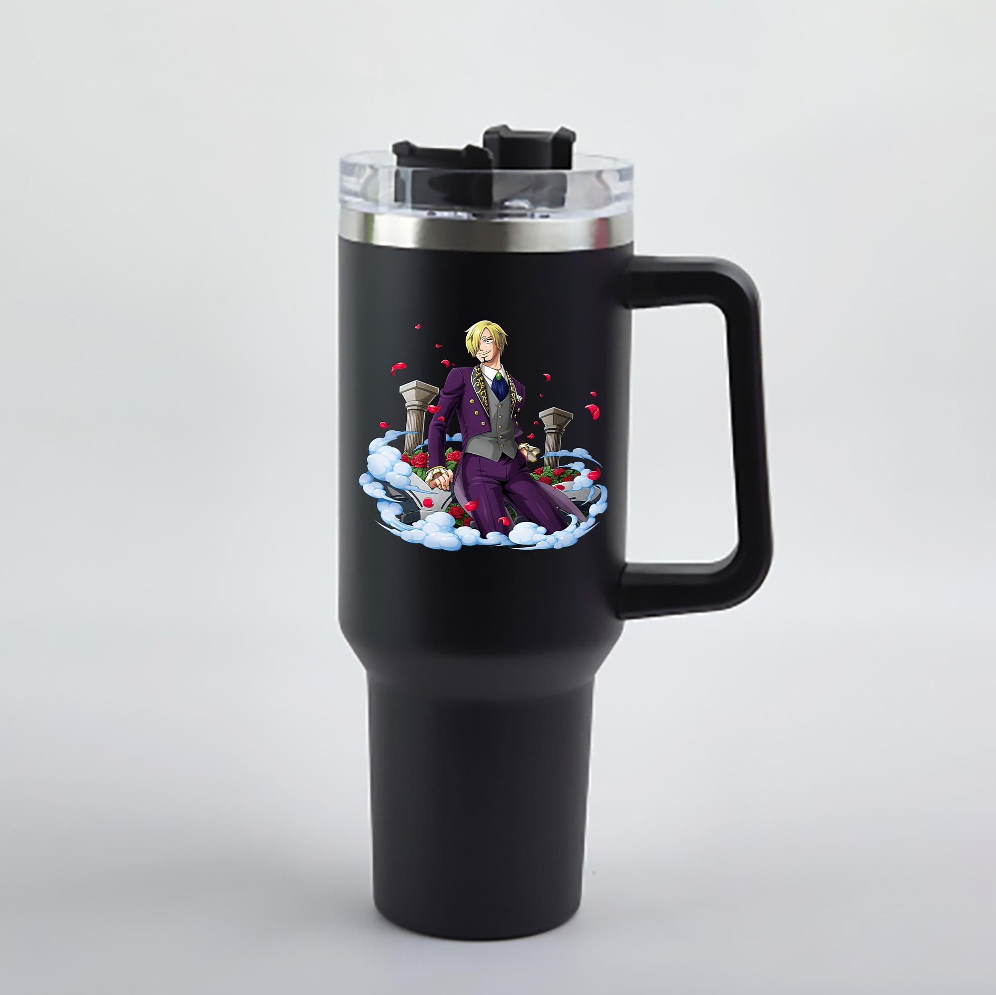 ワンピース サンジ ONE PIECE Sanji 1200mL車用タンブラー - クリスタルステッカー（プラスチックストロー付き）