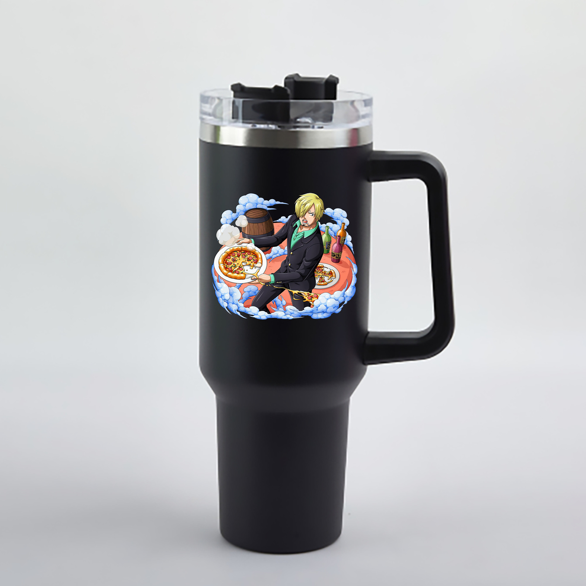 ワンピース サンジ ONE PIECE Sanji 1200mL車用タンブラー - クリスタルステッカー（プラスチックストロー付き）