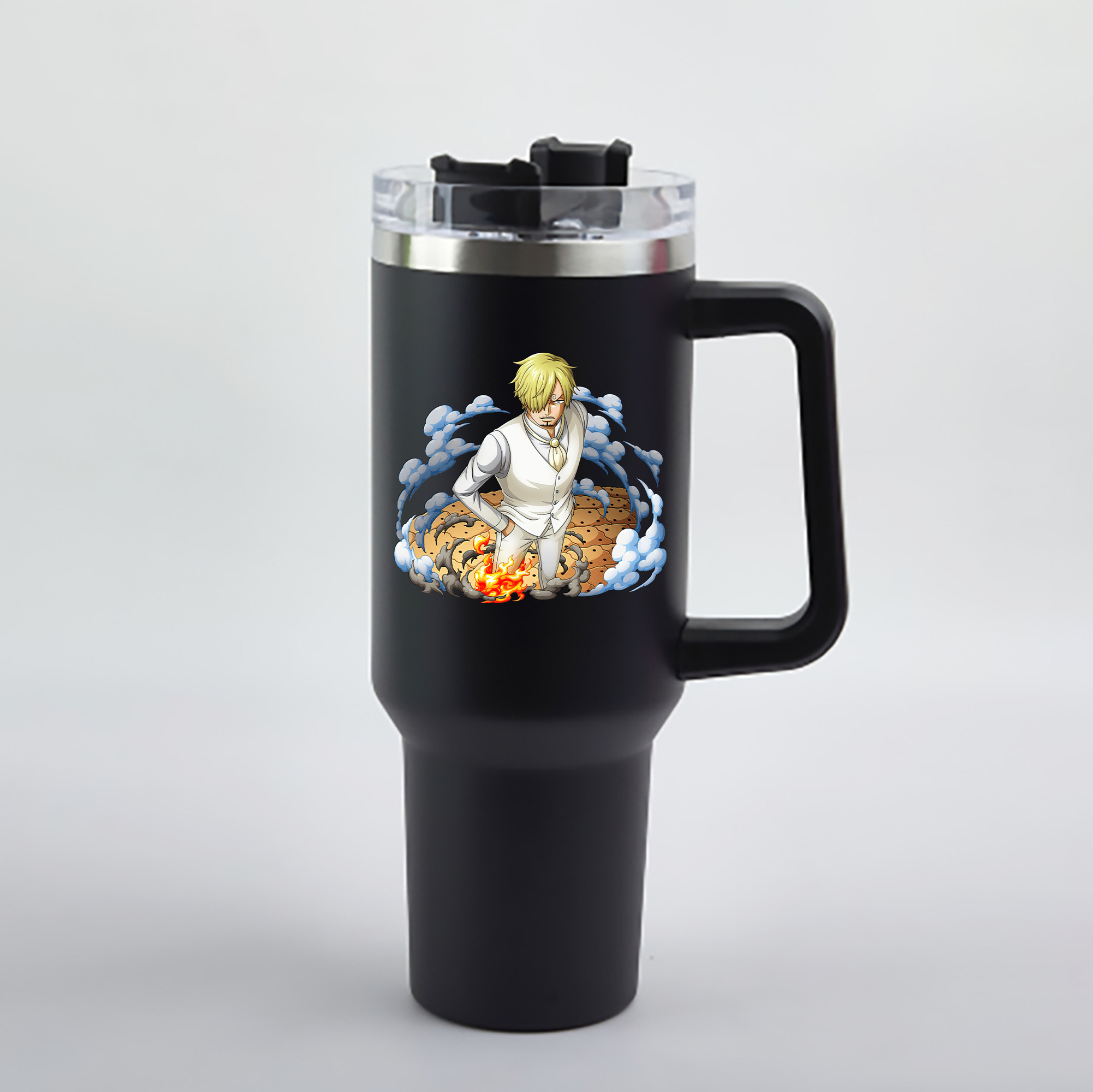 ワンピース サンジ ONE PIECE Sanji 1200mL車用タンブラー - クリスタルステッカー（プラスチックストロー付き）
