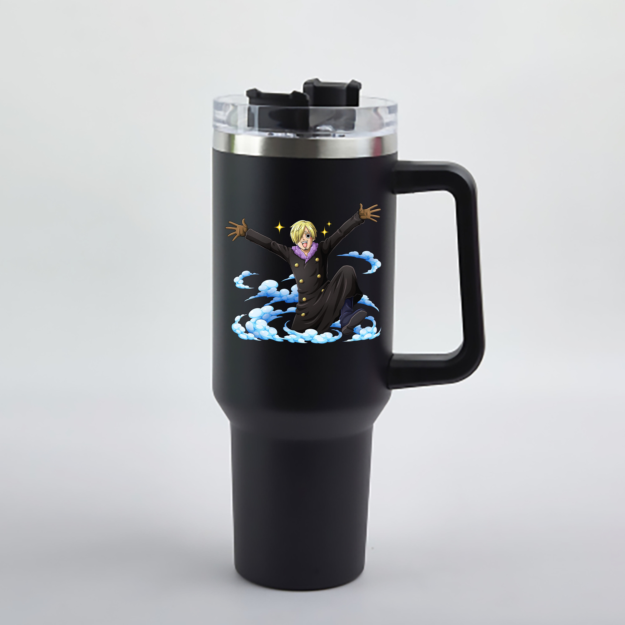 ワンピース サンジ ONE PIECE Sanji 1200mL車用タンブラー - クリスタルステッカー（プラスチックストロー付き）