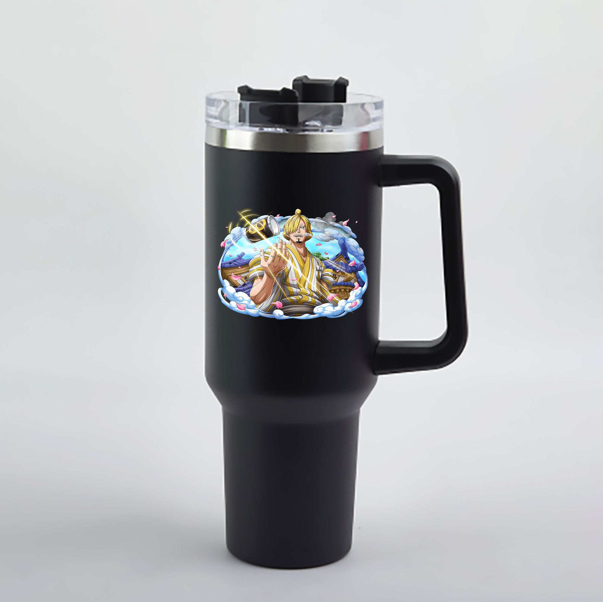 ワンピース サンジ ONE PIECE Sanji 1200mL車用タンブラー - クリスタルステッカー（プラスチックストロー付き）
