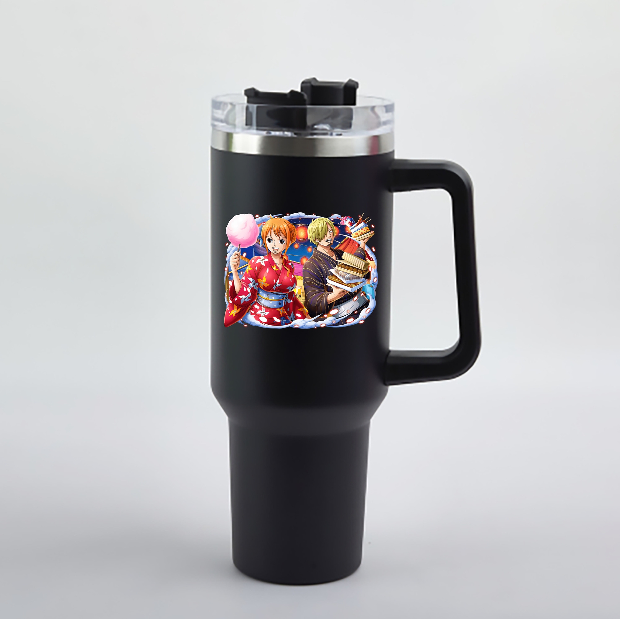 ワンピース サンジ ONE PIECE Sanji 1200mL車用タンブラー - クリスタルステッカー（プラスチックストロー付き）
