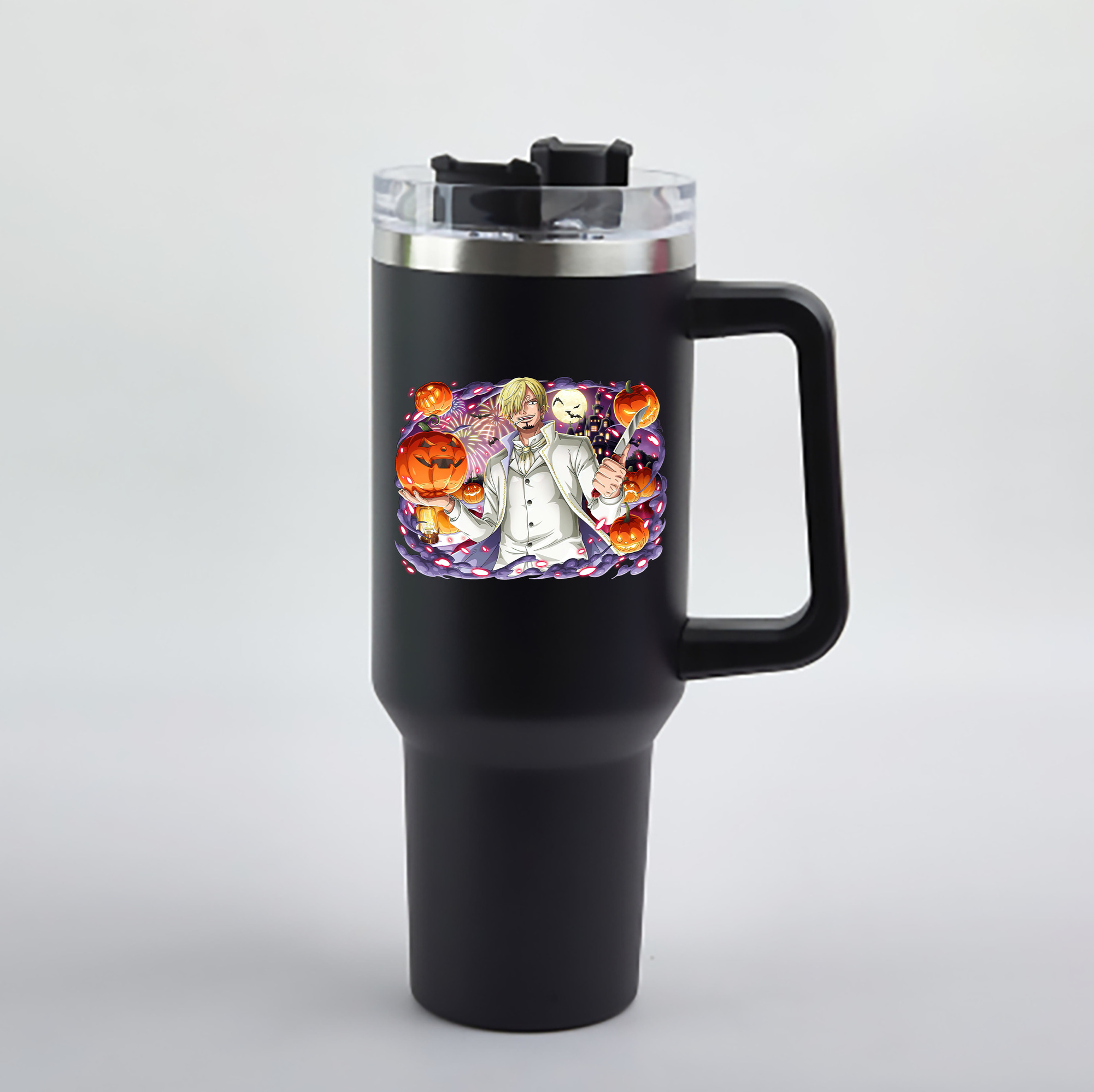 ワンピース サンジ ONE PIECE Sanji 1200mL車用タンブラー - クリスタルステッカー（プラスチックストロー付き）