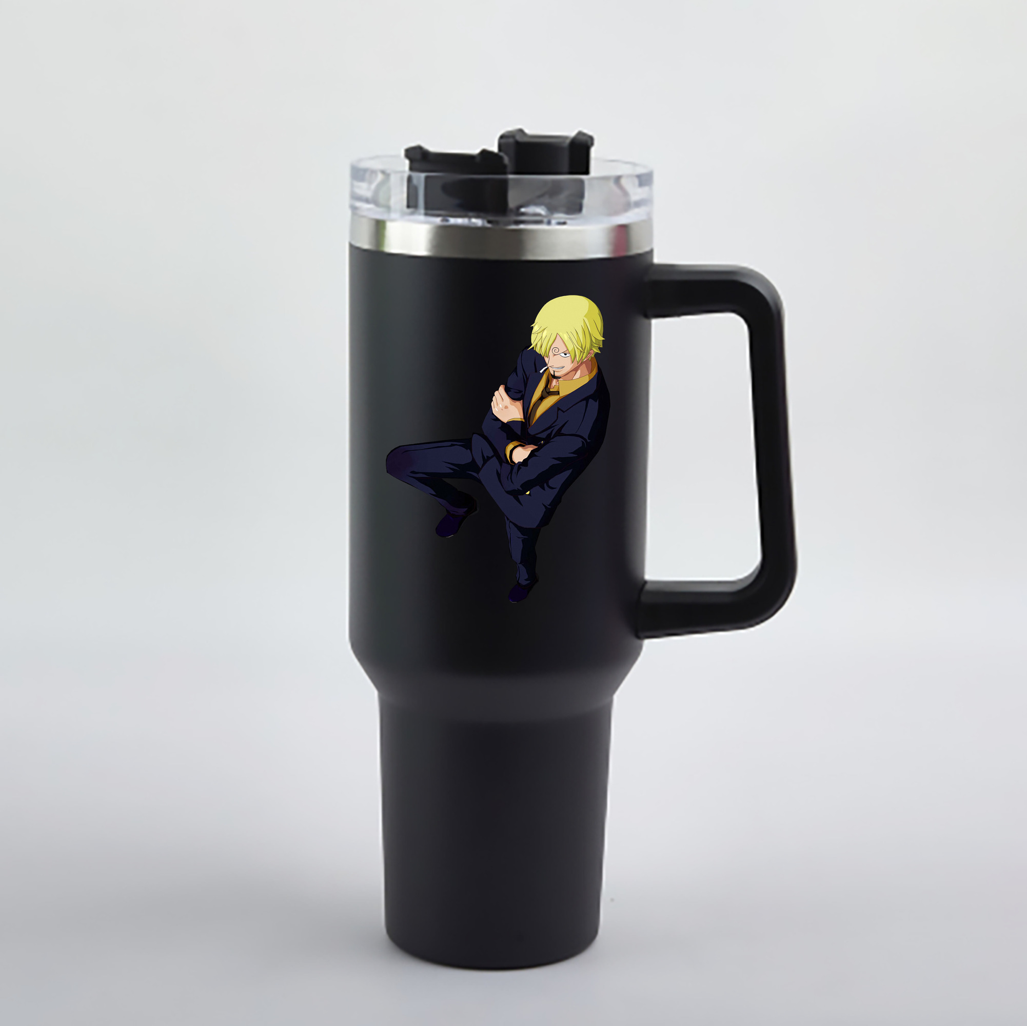 ワンピース サンジ ONE PIECE Sanji 1200mL車用タンブラー - クリスタルステッカー（プラスチックストロー付き）