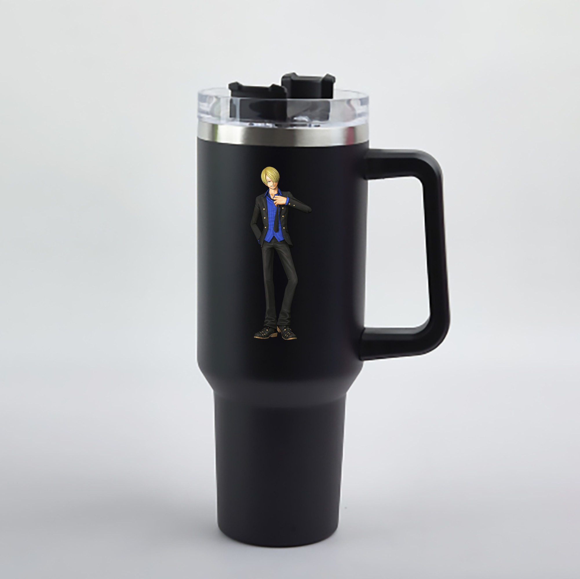 ワンピース サンジ ONE PIECE Sanji 1200mL車用タンブラー - クリスタルステッカー（プラスチックストロー付き）